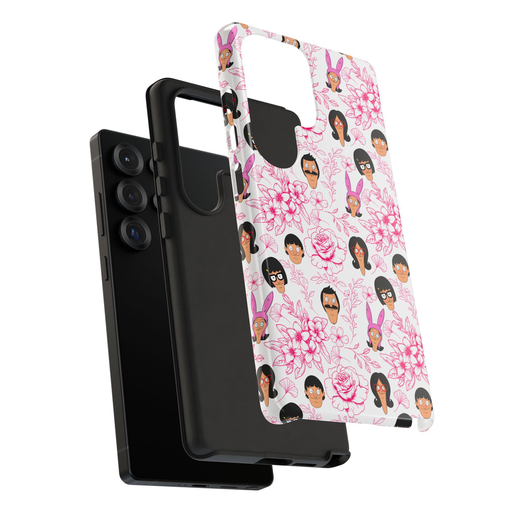 Bob's Burgers inspired Phone Case — Floral Pattern with Character Faces iPhone, Samsung, Google Phones