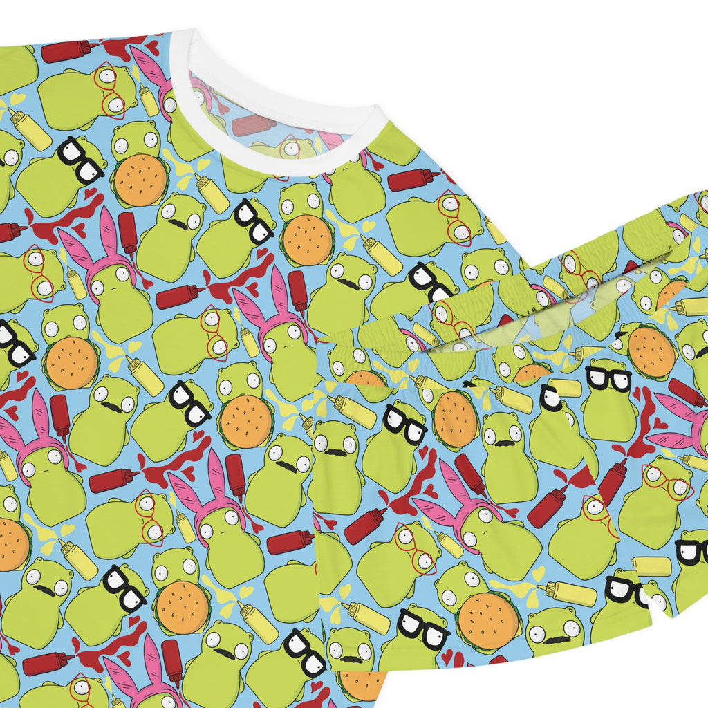 Women’s Patterned Short Pajama Set — Playful Breakfast Print
