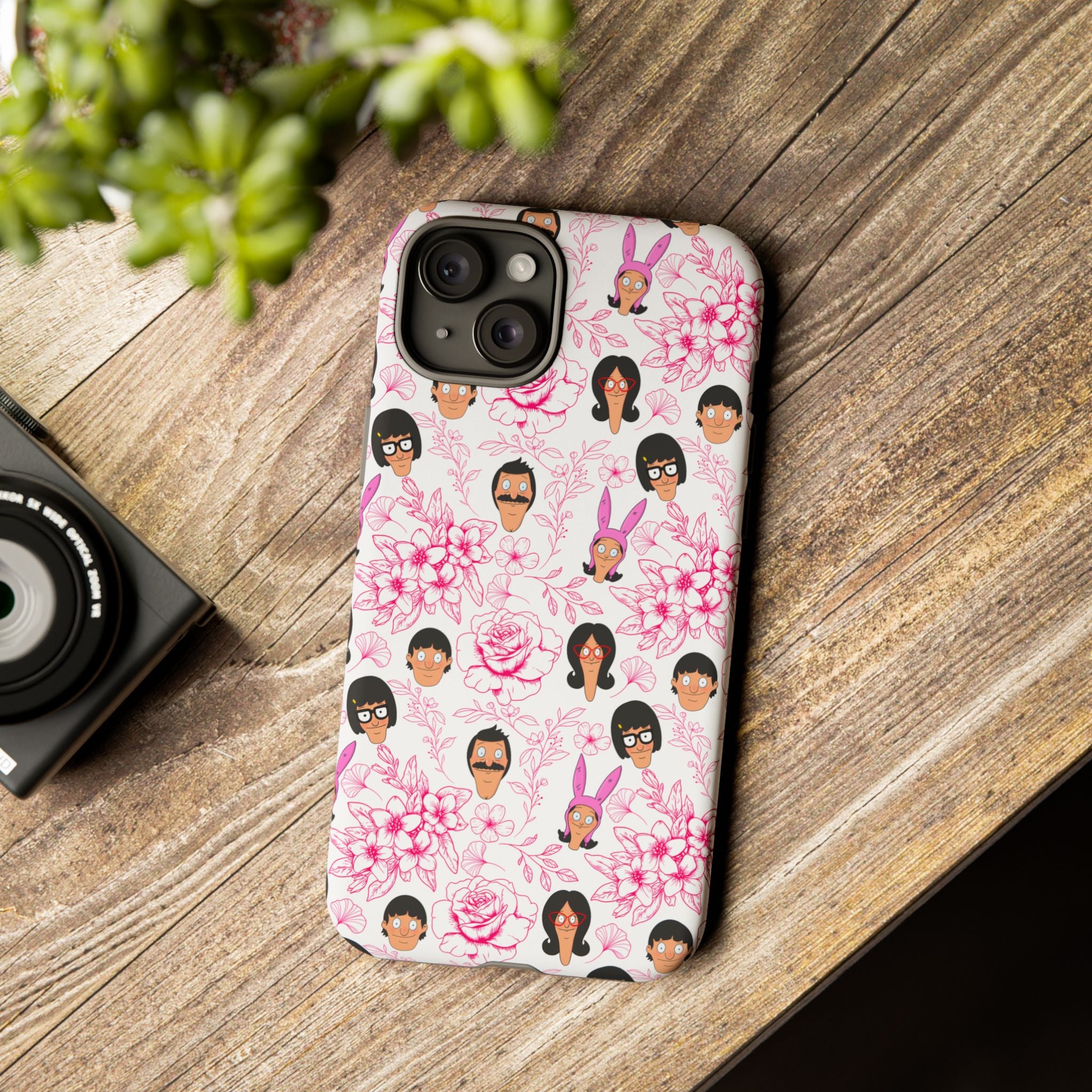 Bob's Burgers inspired Phone Case — Floral Pattern with Character Faces iPhone, Samsung, Google Phones