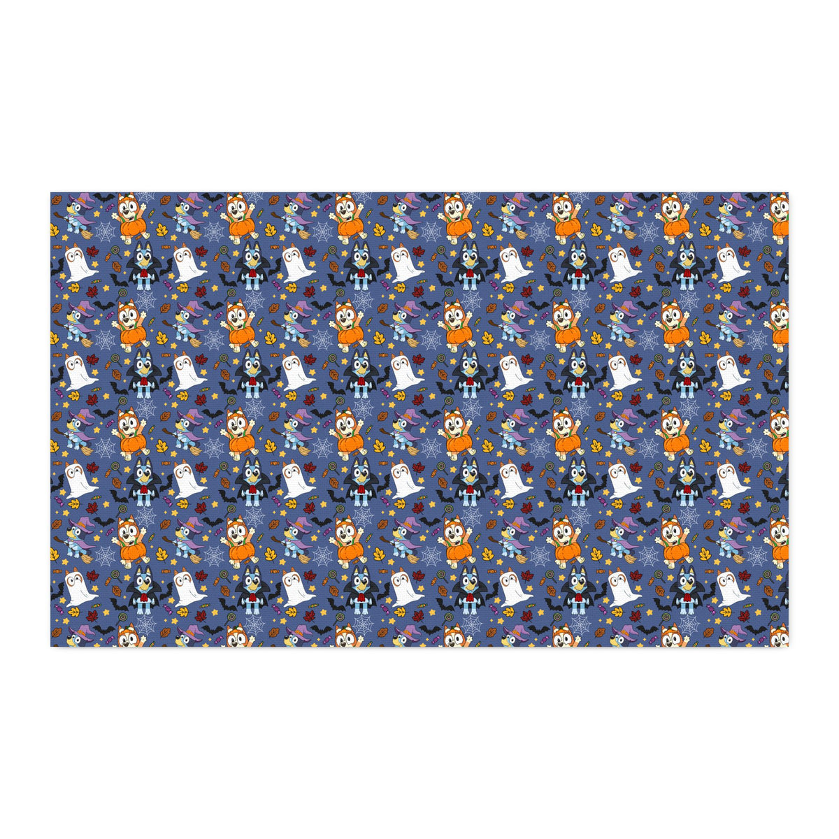 Blue Pup Halloween Combed Cotton Fabric by the Yard