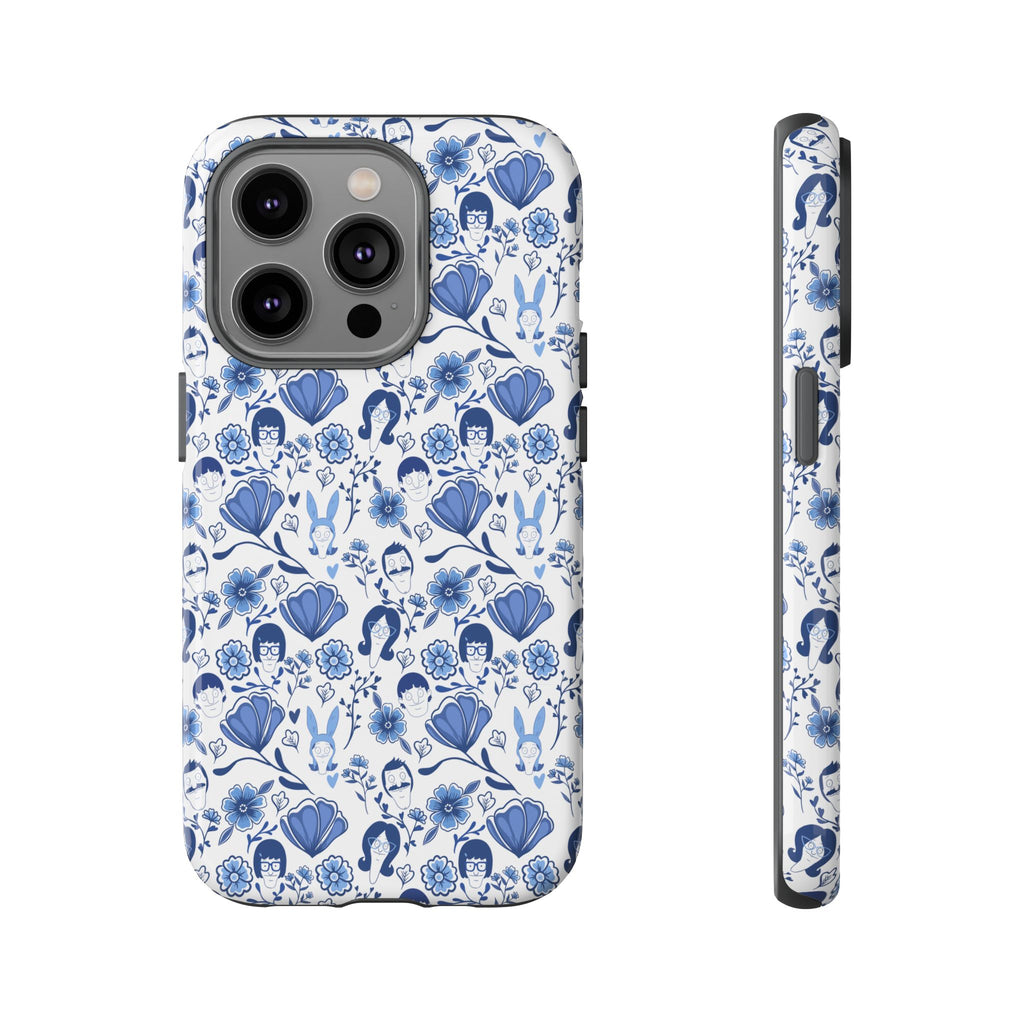 Bob's Burgers Inspired Blue Fine China Floral Tough Phone Case for iPhone, Google, and Samsung