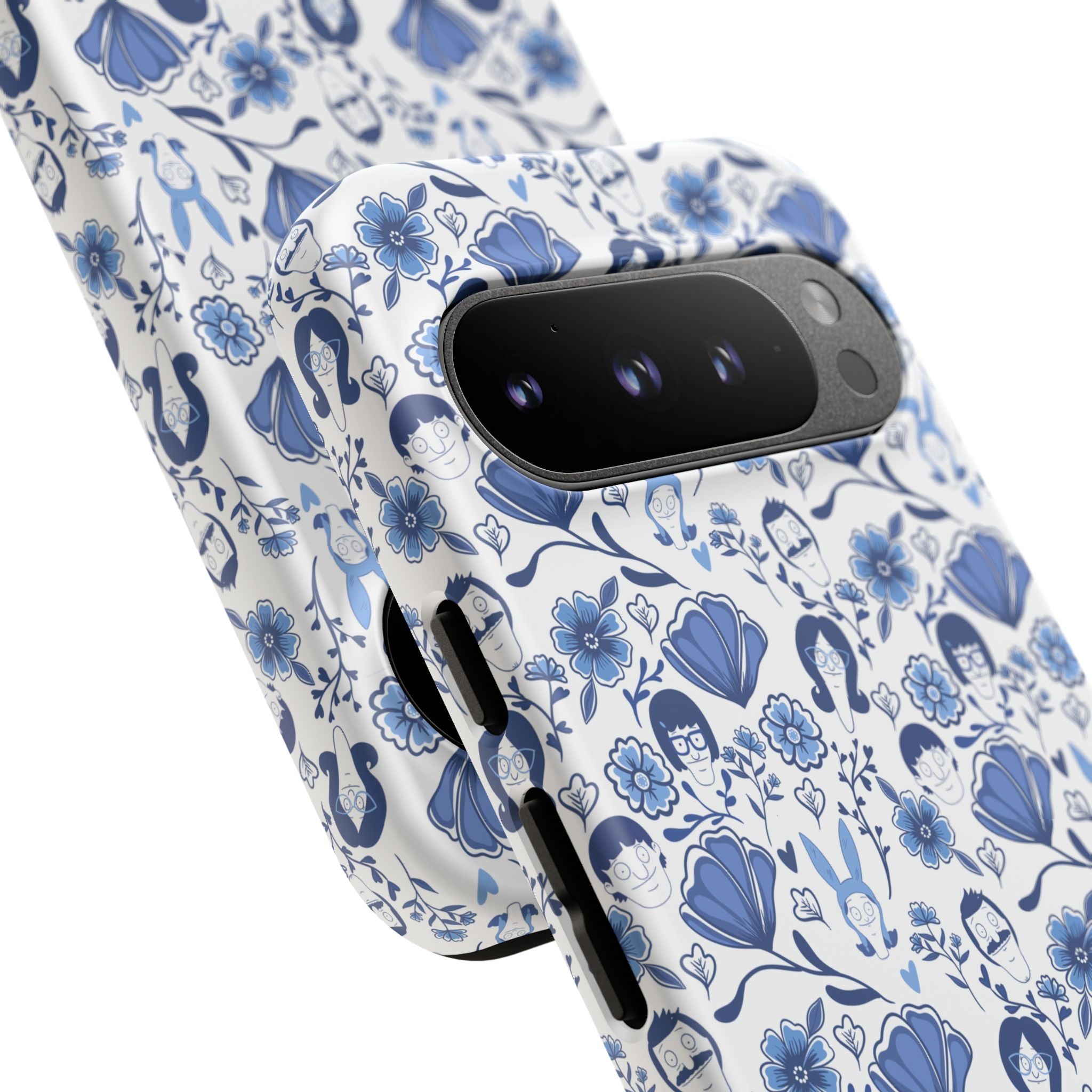 Bob's Burgers Inspired Blue Fine China Floral Tough Phone Case for iPhone, Google, and Samsung
