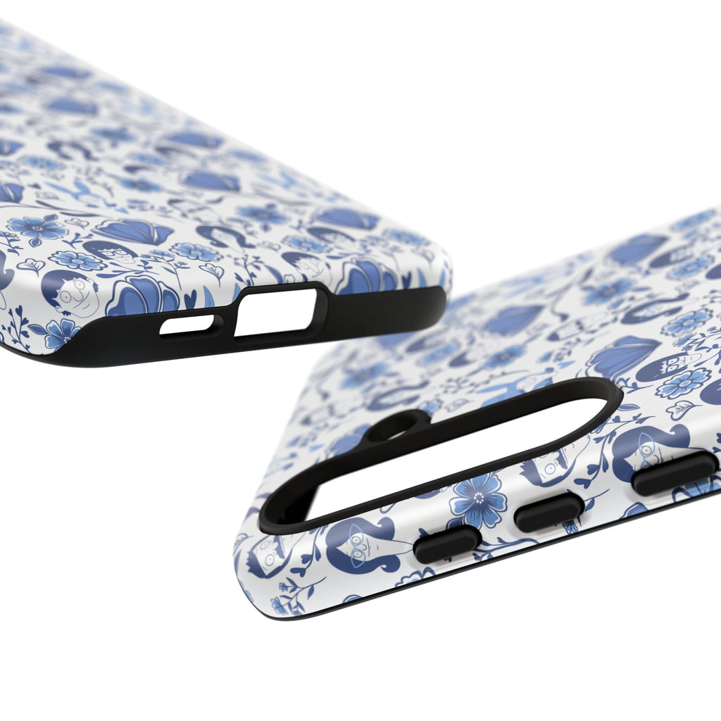 Bob's Burgers Inspired Blue Fine China Floral Tough Phone Case for iPhone, Google, and Samsung