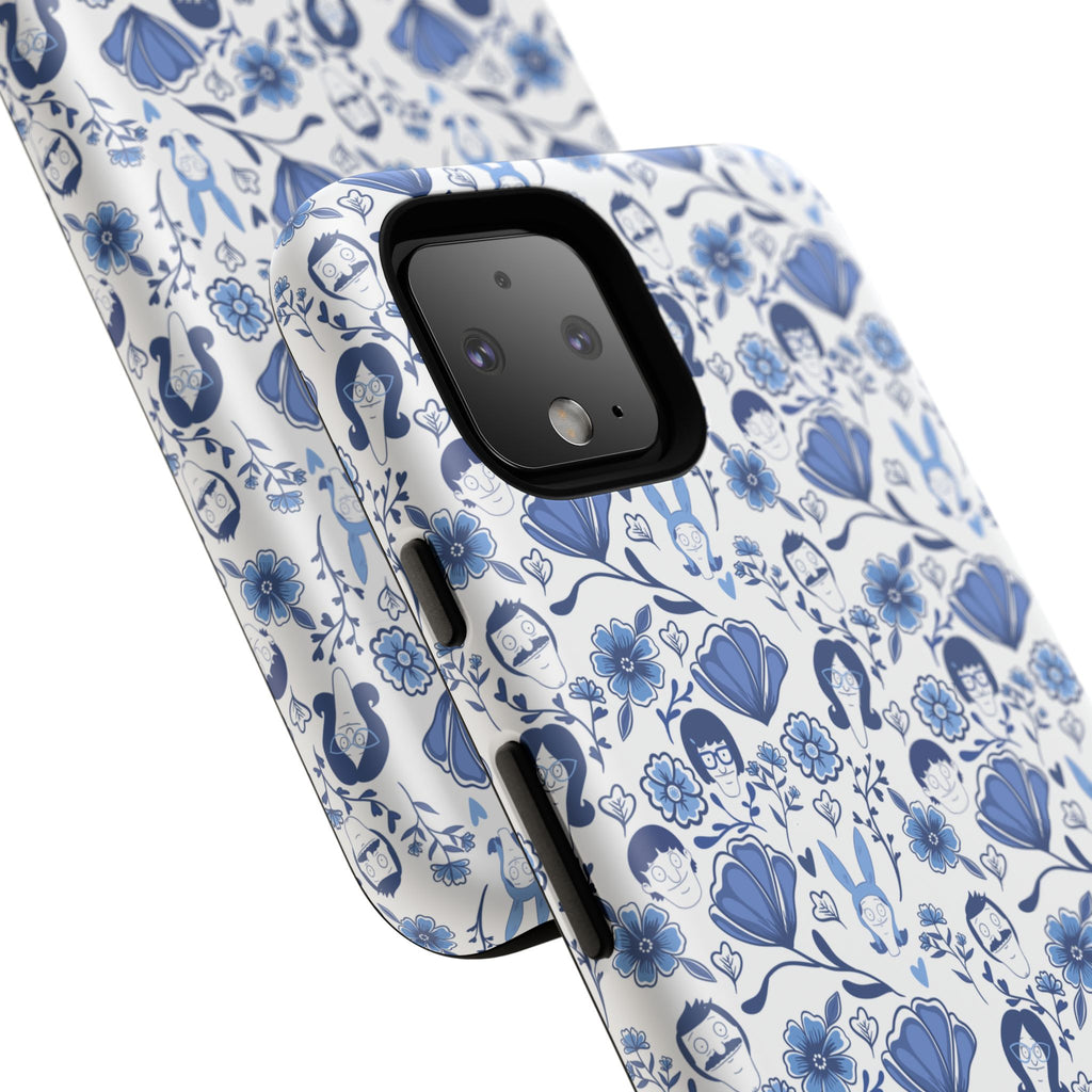 Bob's Burgers Inspired Blue Fine China Floral Tough Phone Case for iPhone, Google, and Samsung