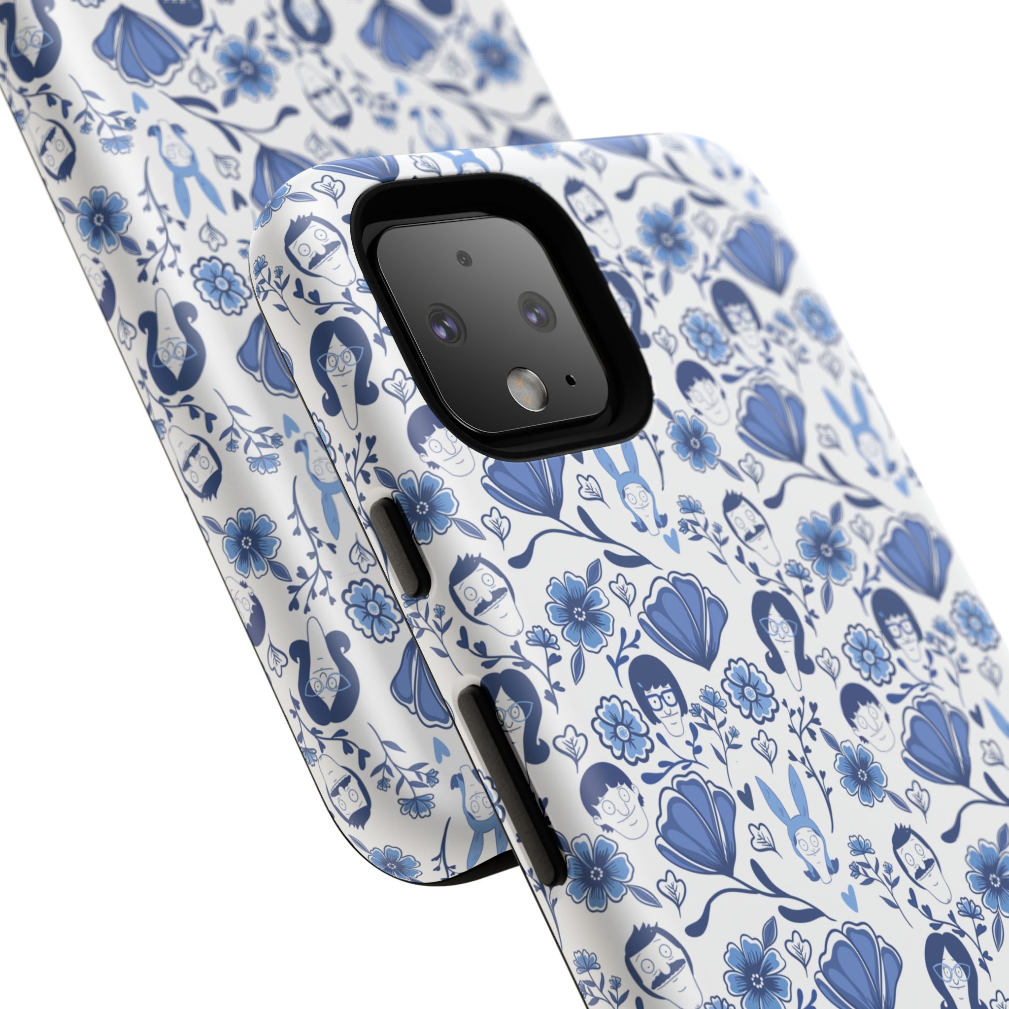 Bob's Burgers Inspired Blue Fine China Floral Tough Phone Case for iPhone, Google, and Samsung