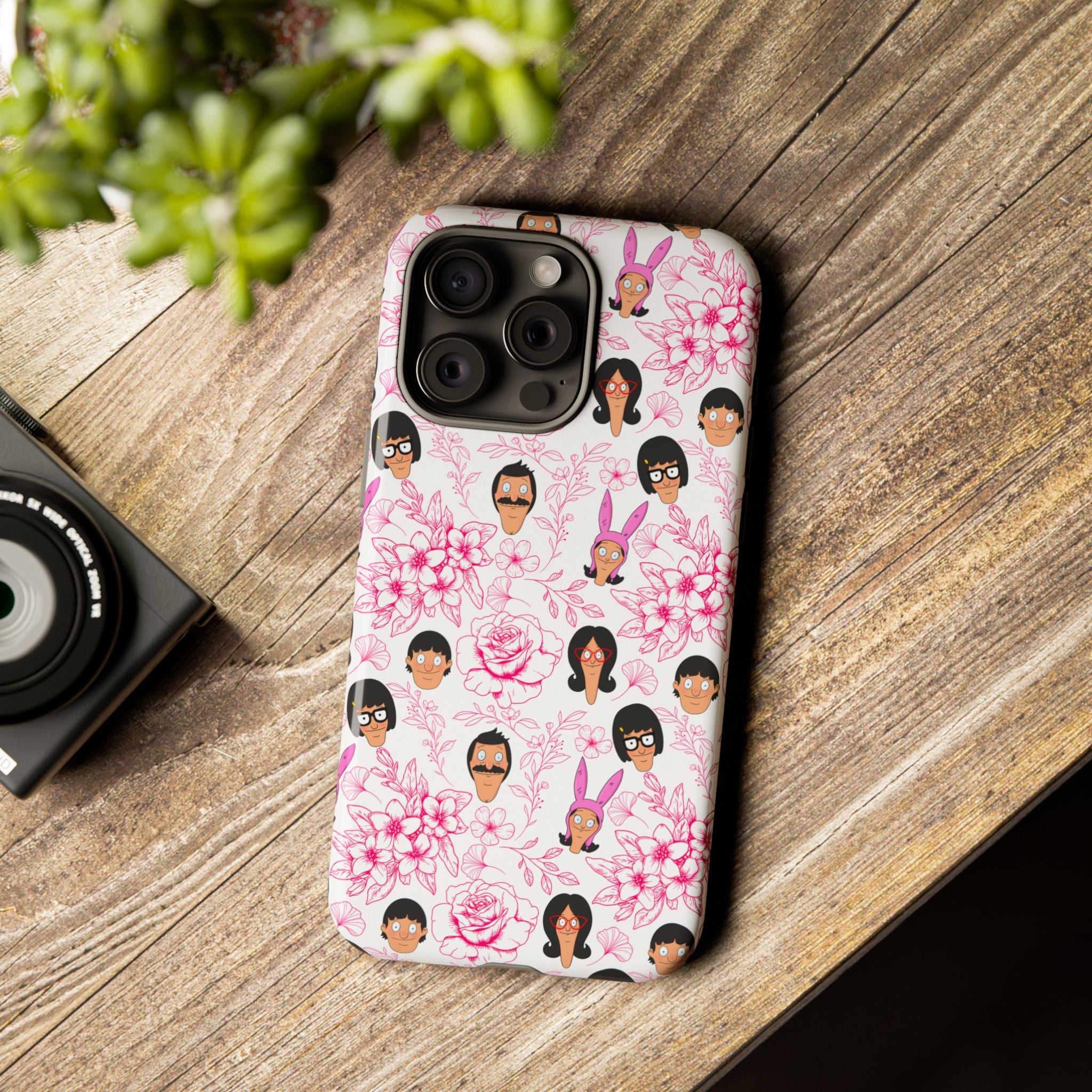 Bob's Burgers inspired Phone Case — Floral Pattern with Character Faces iPhone, Samsung, Google Phones