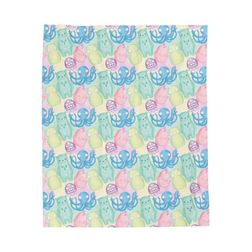 Kuchi Kopi & Friends Velveteen Plush Blanket — Soft Blue Fairy Tale Throw for Girls & Nursery
