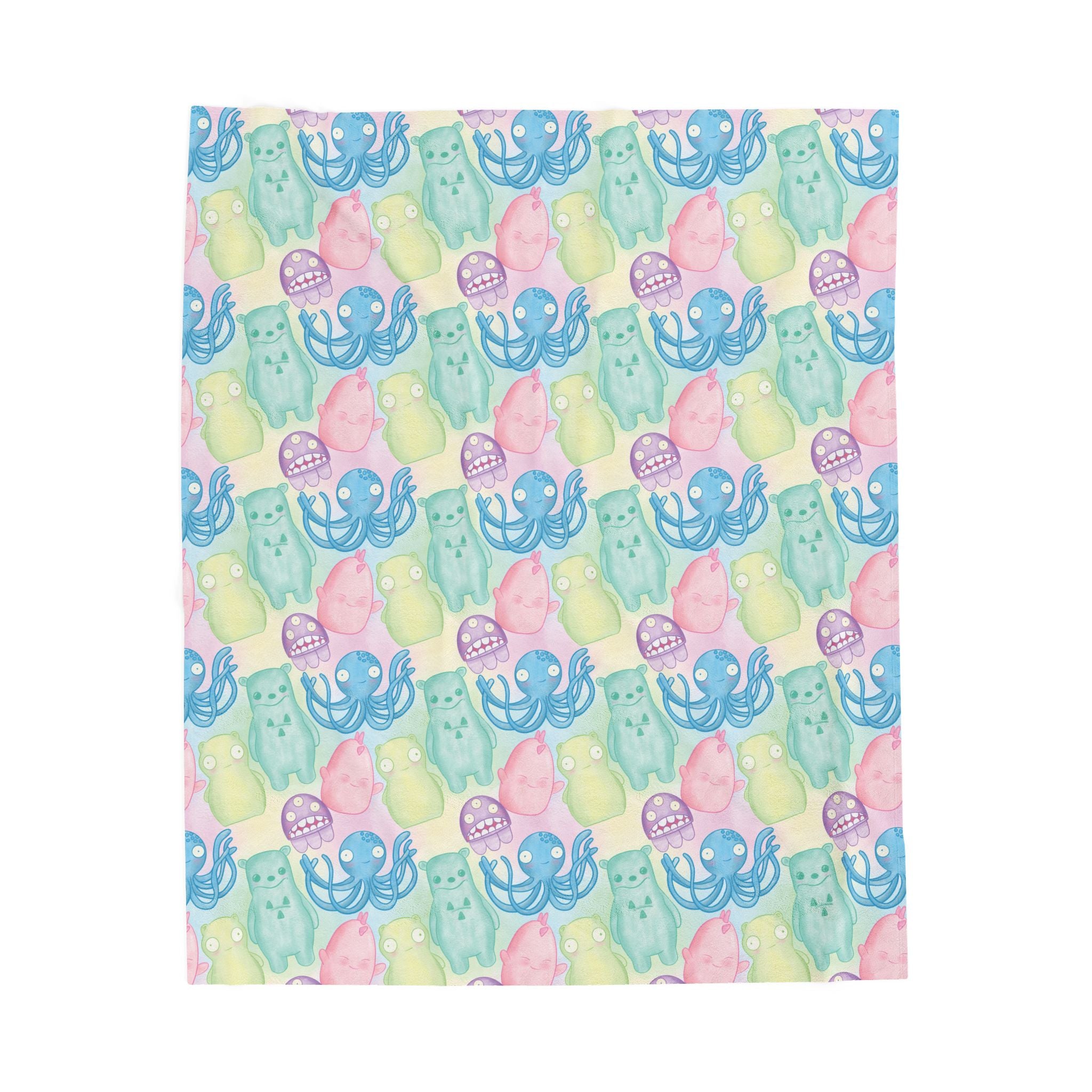 Kuchi Kopi & Friends Velveteen Plush Blanket — Soft Blue Fairy Tale Throw for Girls & Nursery