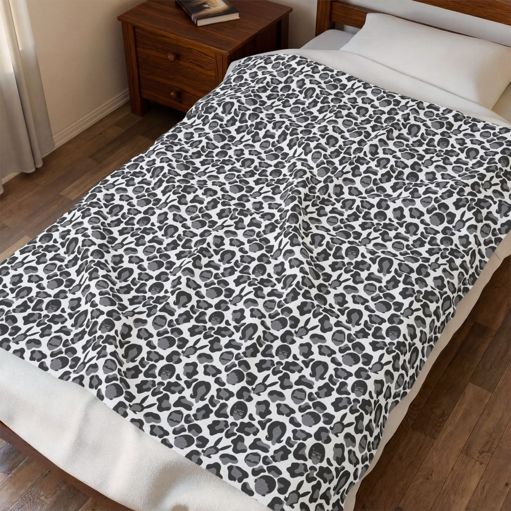 Snow Leopard Print Belchers Plush Blanket
