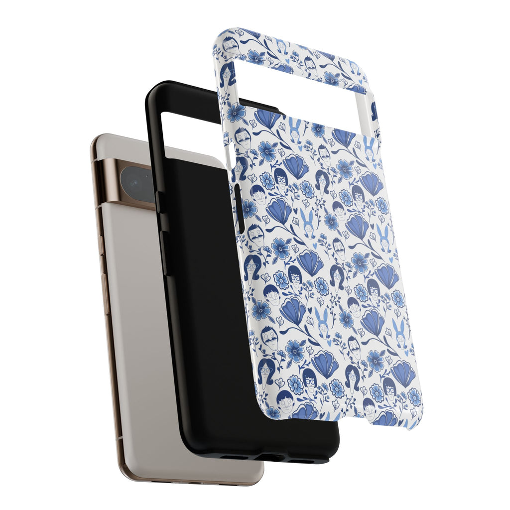 Bob's Burgers Inspired Blue Fine China Floral Tough Phone Case for iPhone, Google, and Samsung