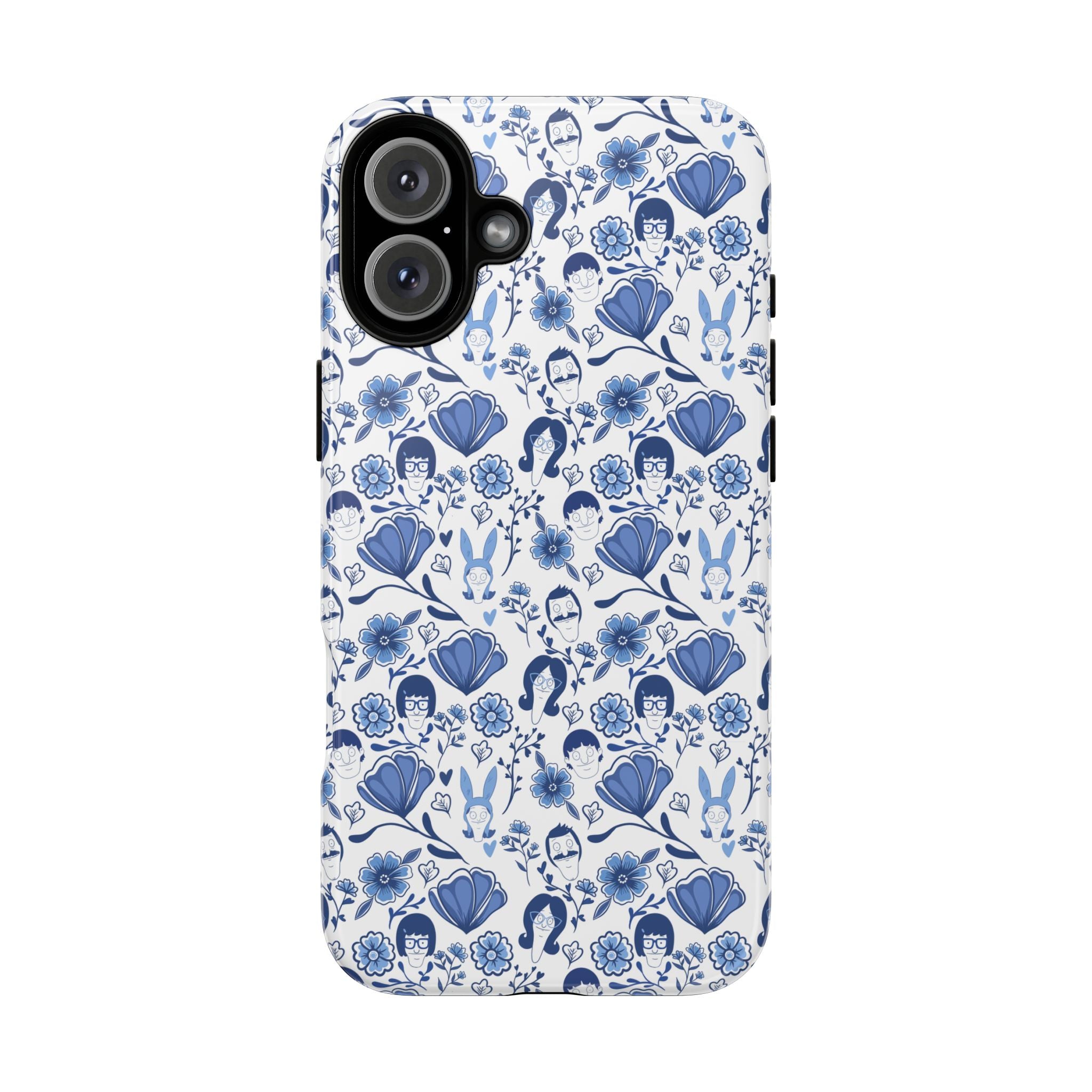 Bob's Burgers Inspired Blue Fine China Floral Tough Phone Case for iPhone, Google, and Samsung