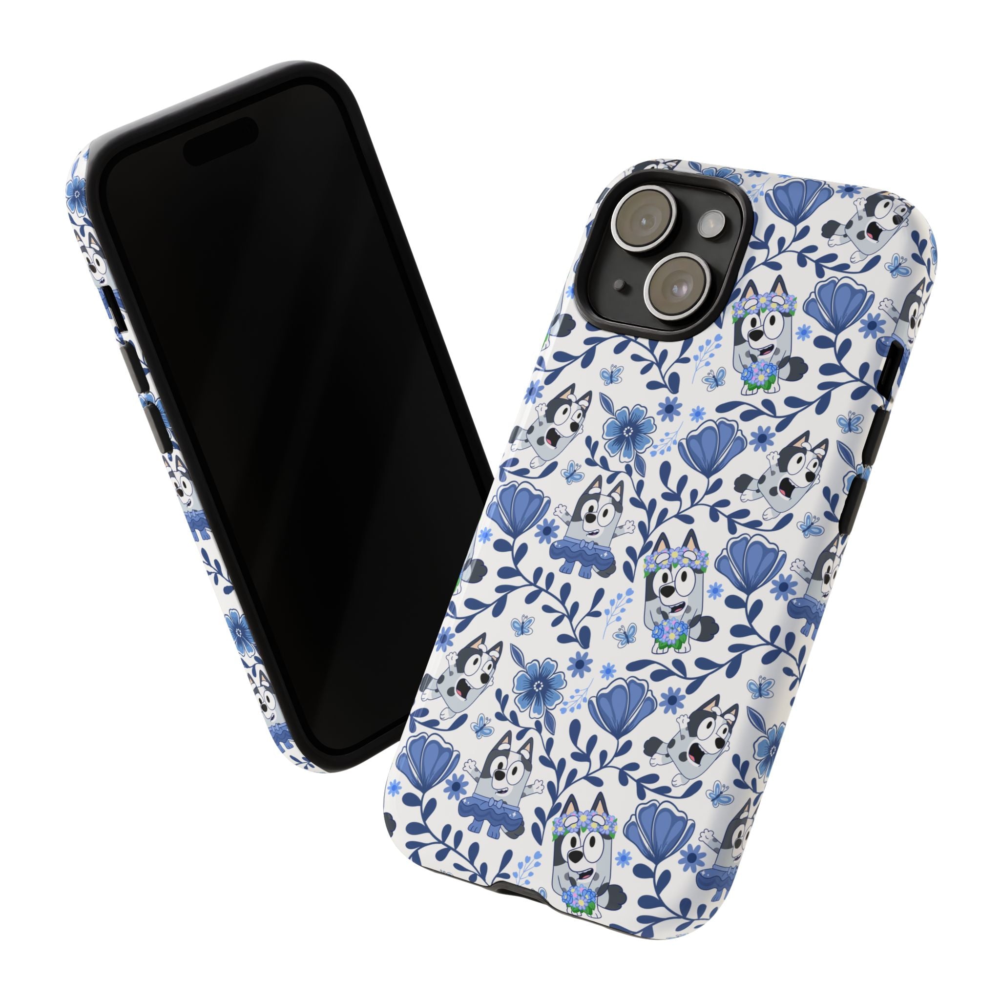 Cute Dog-Themed Phone Case, Floral Phone Cover, Gift for Dog Lovers, Pet Owner Accessories, Trendy Mobile Cases