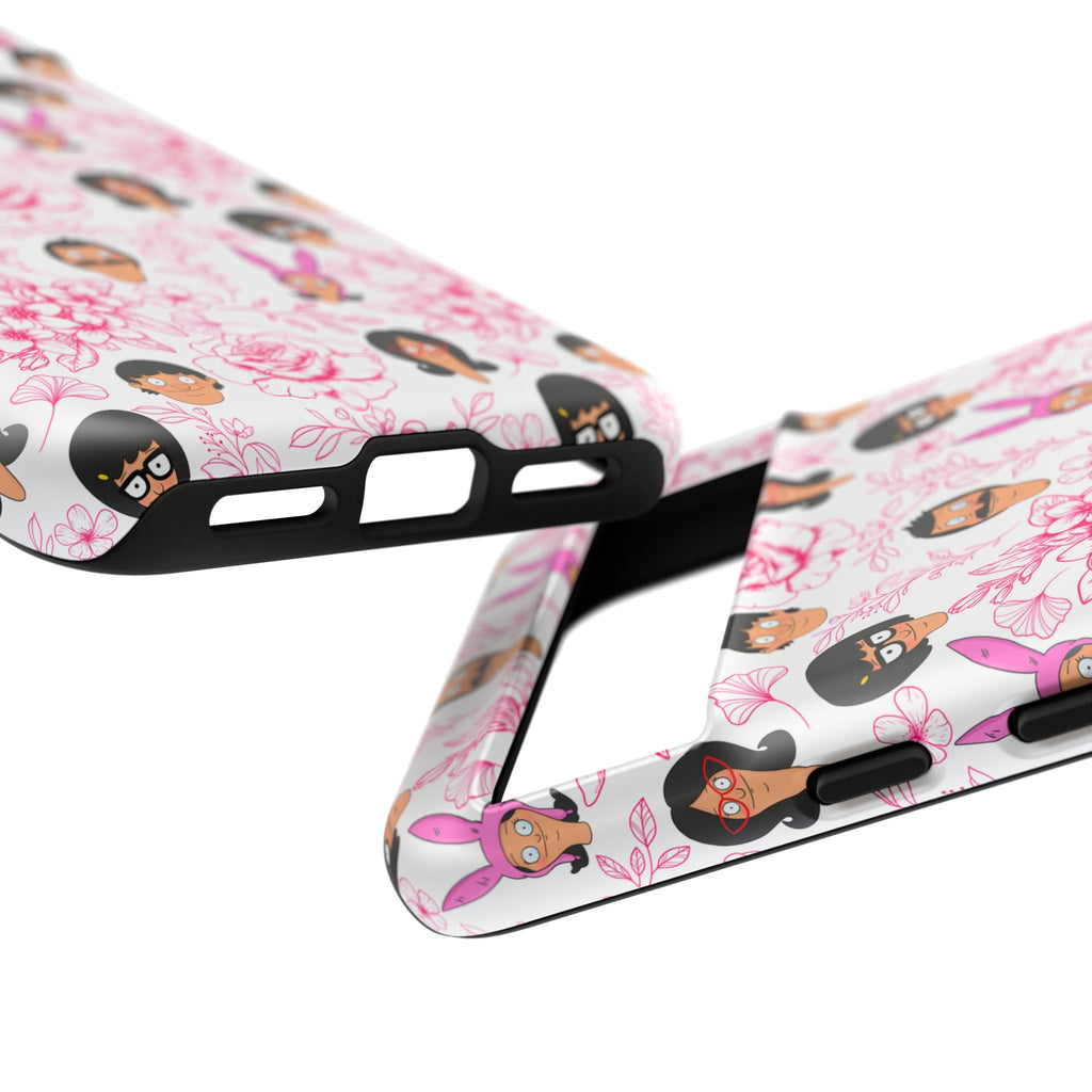 Bob's Burgers inspired Phone Case — Floral Pattern with Character Faces iPhone, Samsung, Google Phones