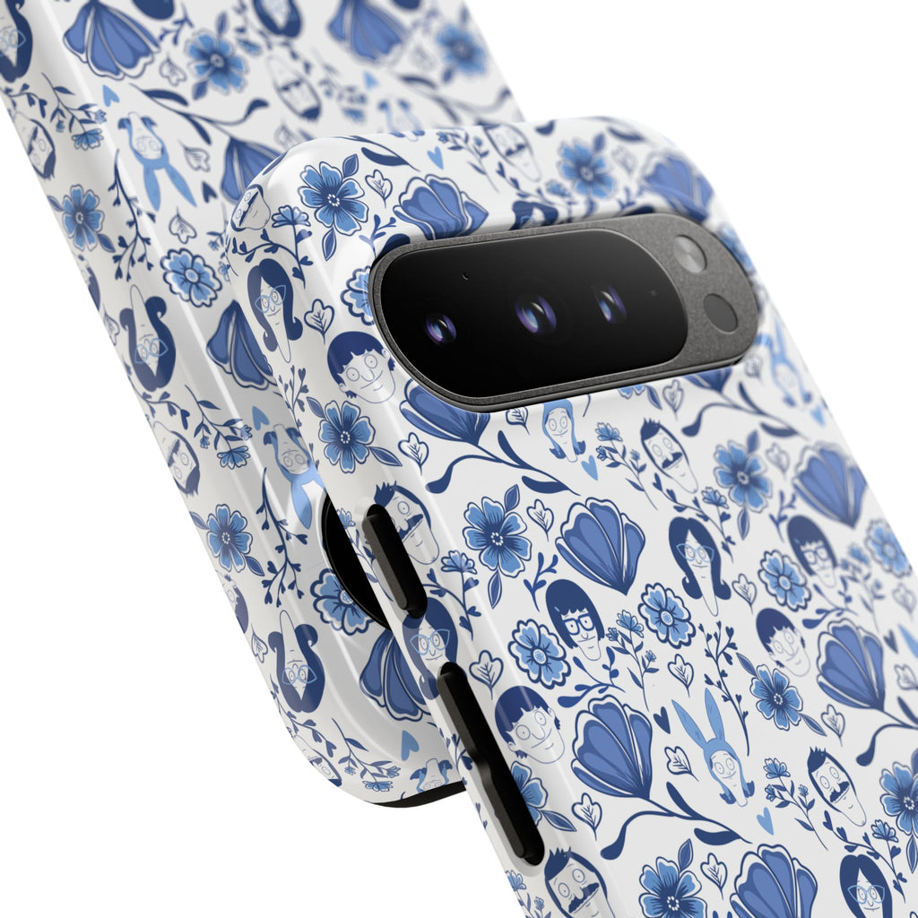 Bob's Burgers Inspired Blue Fine China Floral Tough Phone Case for iPhone, Google, and Samsung