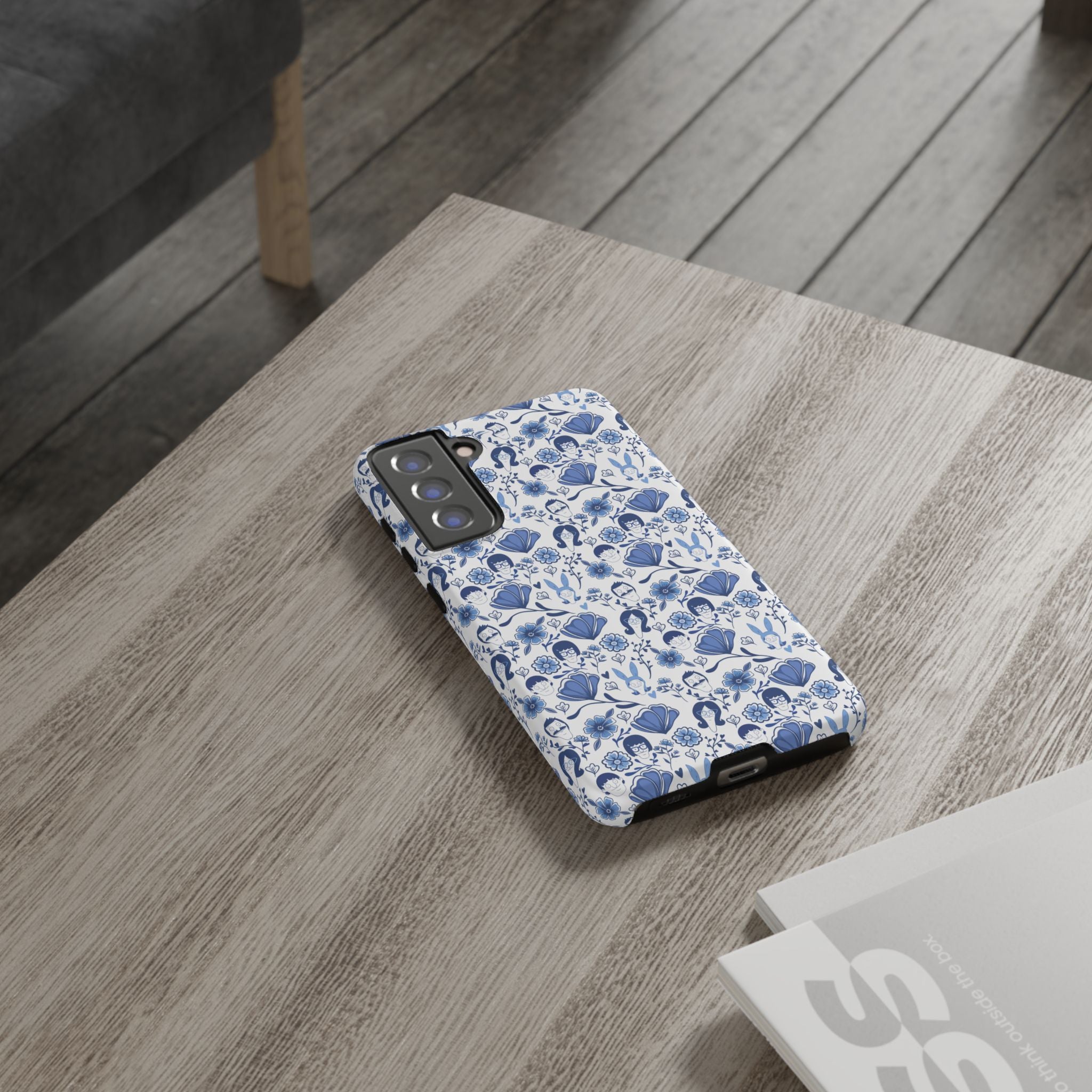 Bob's Burgers Inspired Blue Fine China Floral Tough Phone Case for iPhone, Google, and Samsung