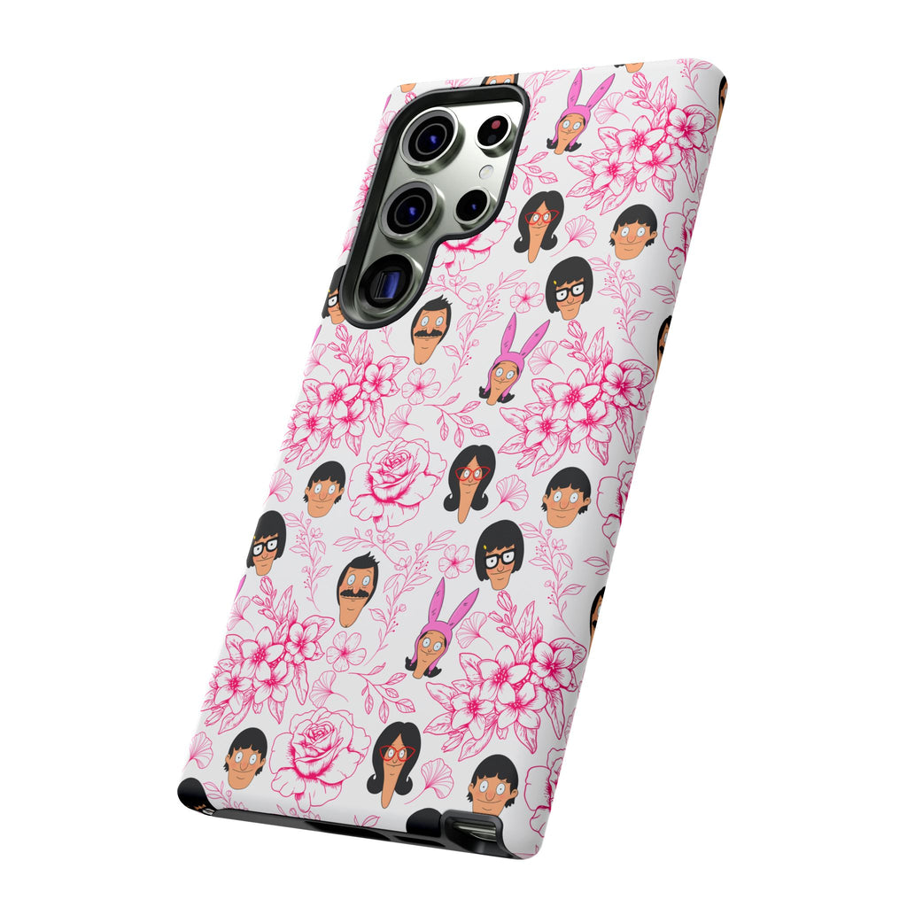 Bob's Burgers inspired Phone Case — Floral Pattern with Character Faces iPhone, Samsung, Google Phones