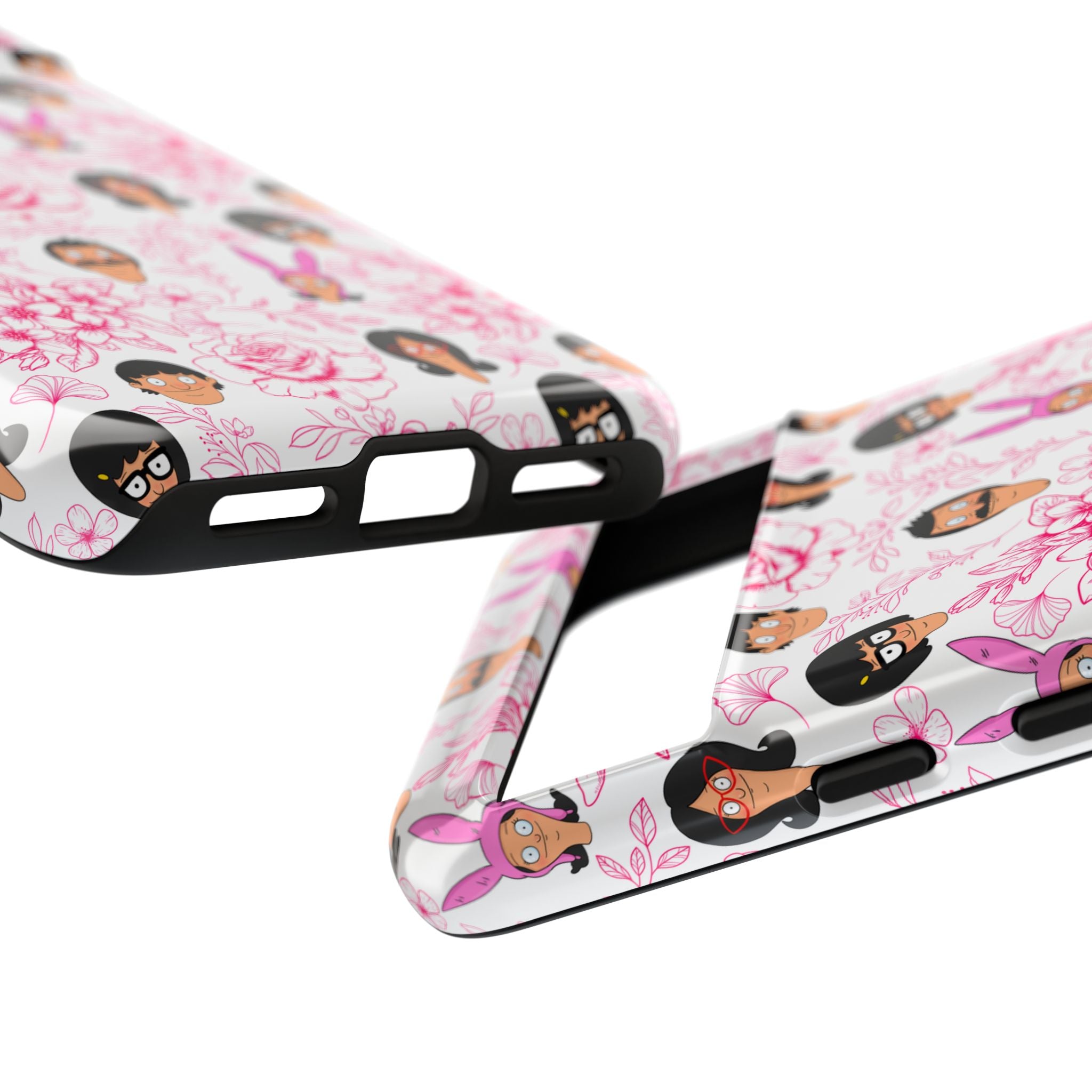 Bob's Burgers inspired Phone Case — Floral Pattern with Character Faces iPhone, Samsung, Google Phones