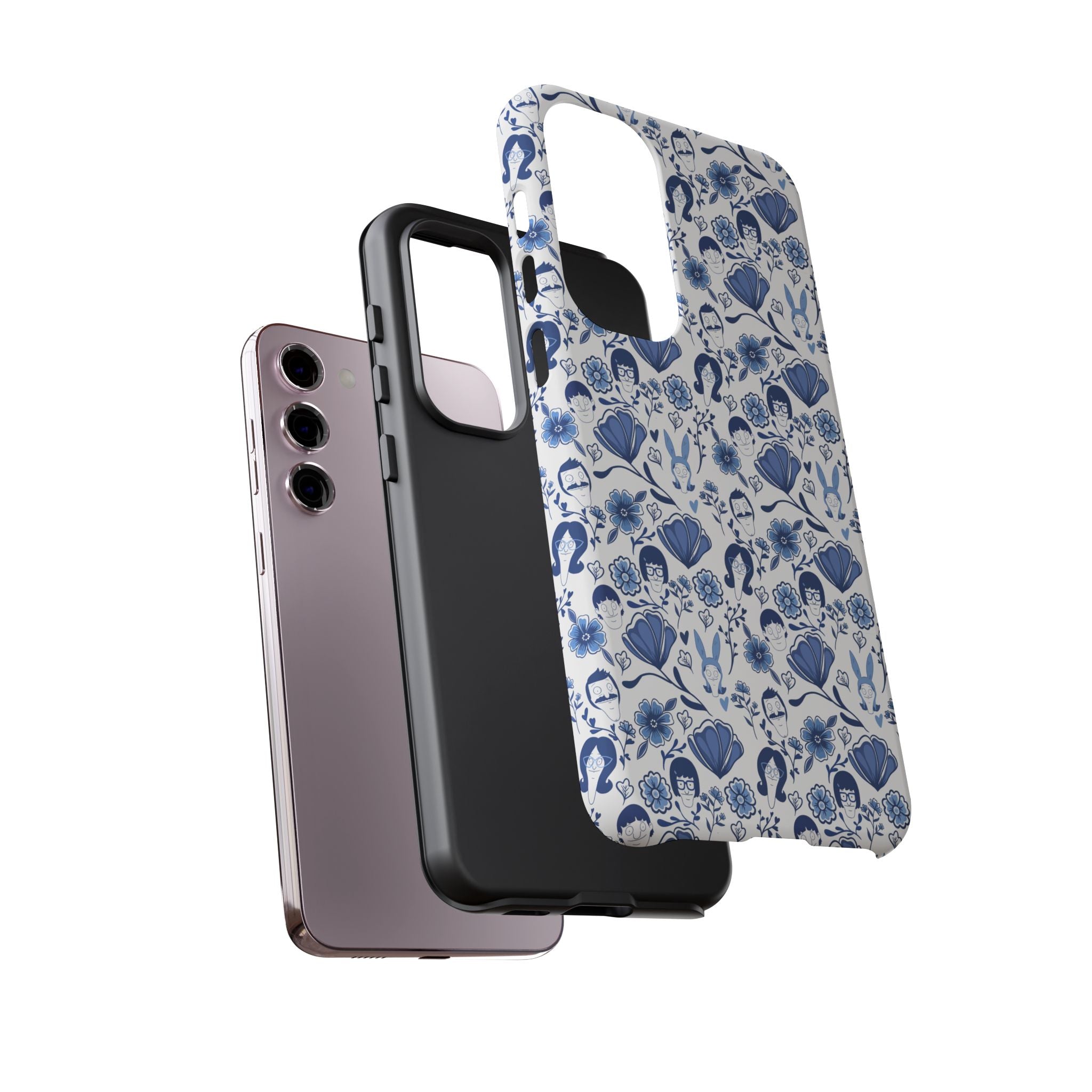 Bob's Burgers Inspired Blue Fine China Floral Tough Phone Case for iPhone, Google, and Samsung