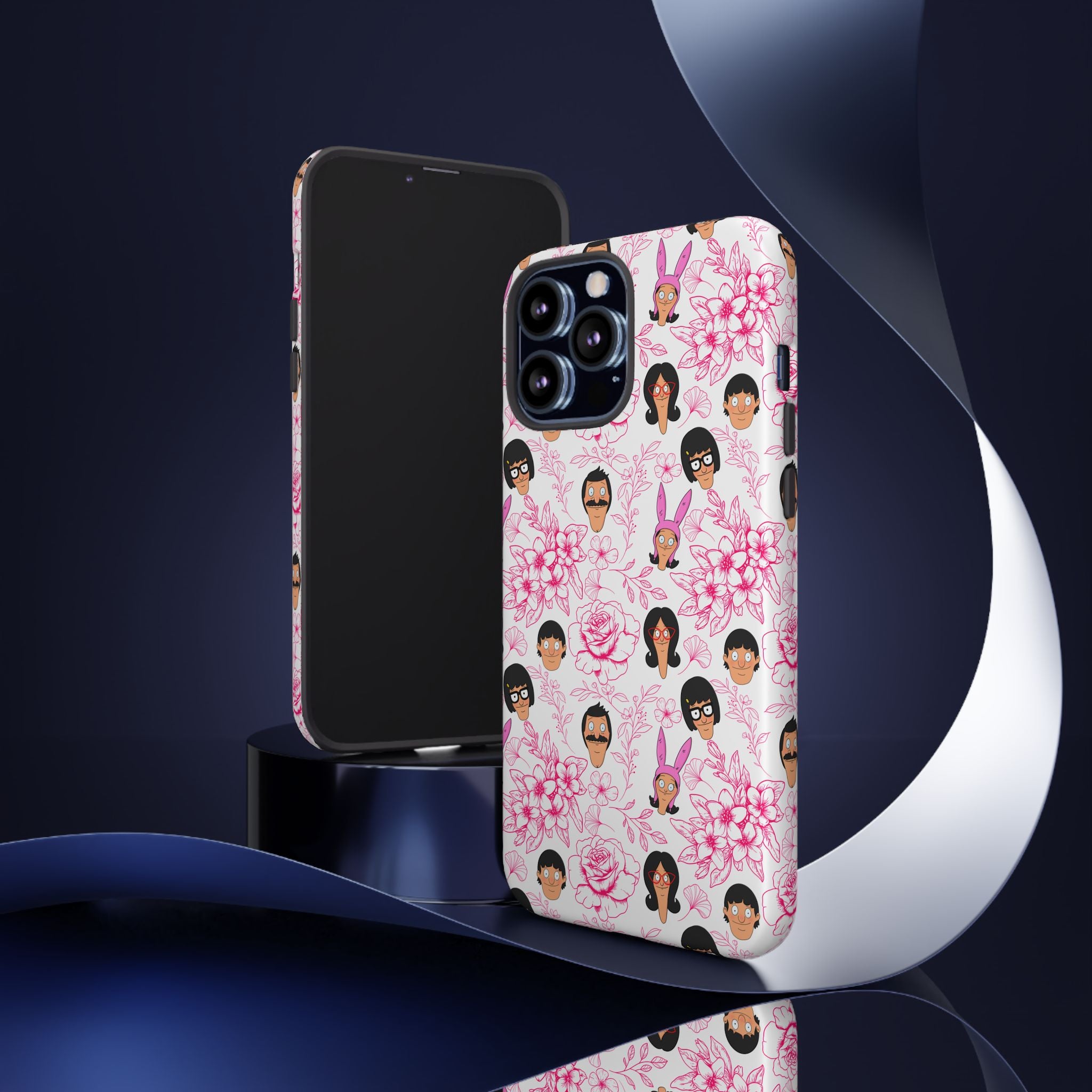 Bob's Burgers inspired Phone Case — Floral Pattern with Character Faces iPhone, Samsung, Google Phones