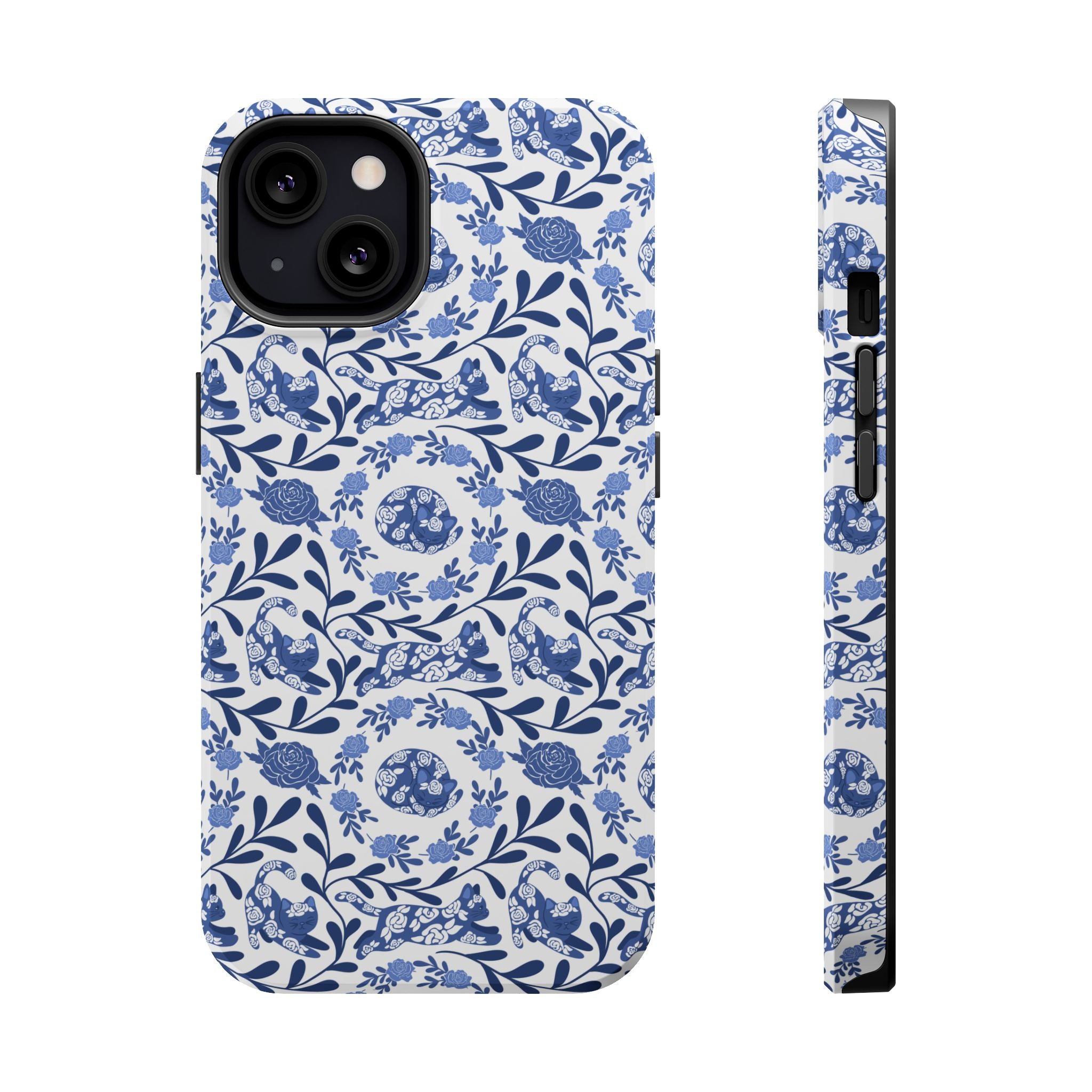 Floral Kitty Fine China iPhone Case  – Magnetic Impact-Resistant