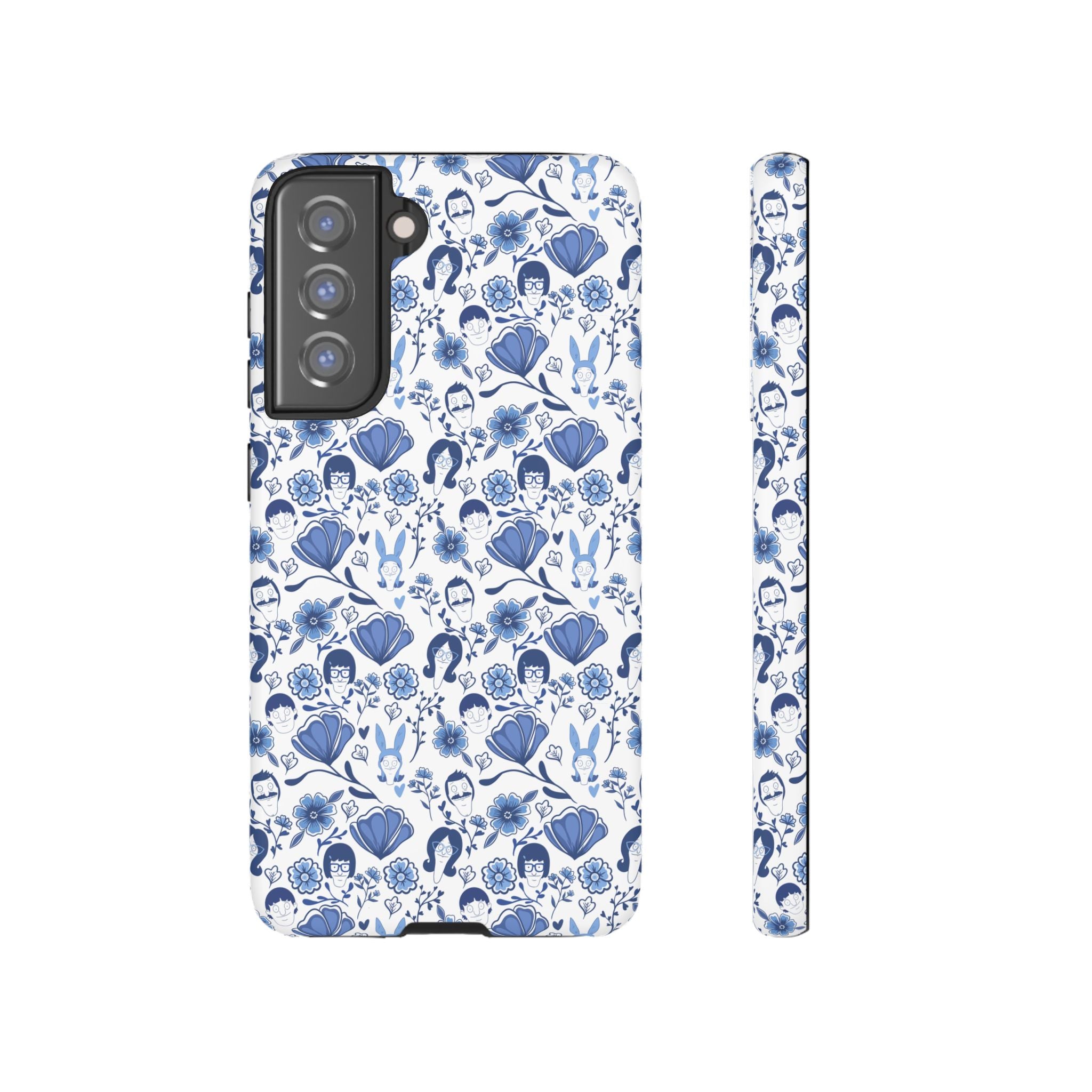 Bob's Burgers Inspired Blue Fine China Floral Tough Phone Case for iPhone, Google, and Samsung