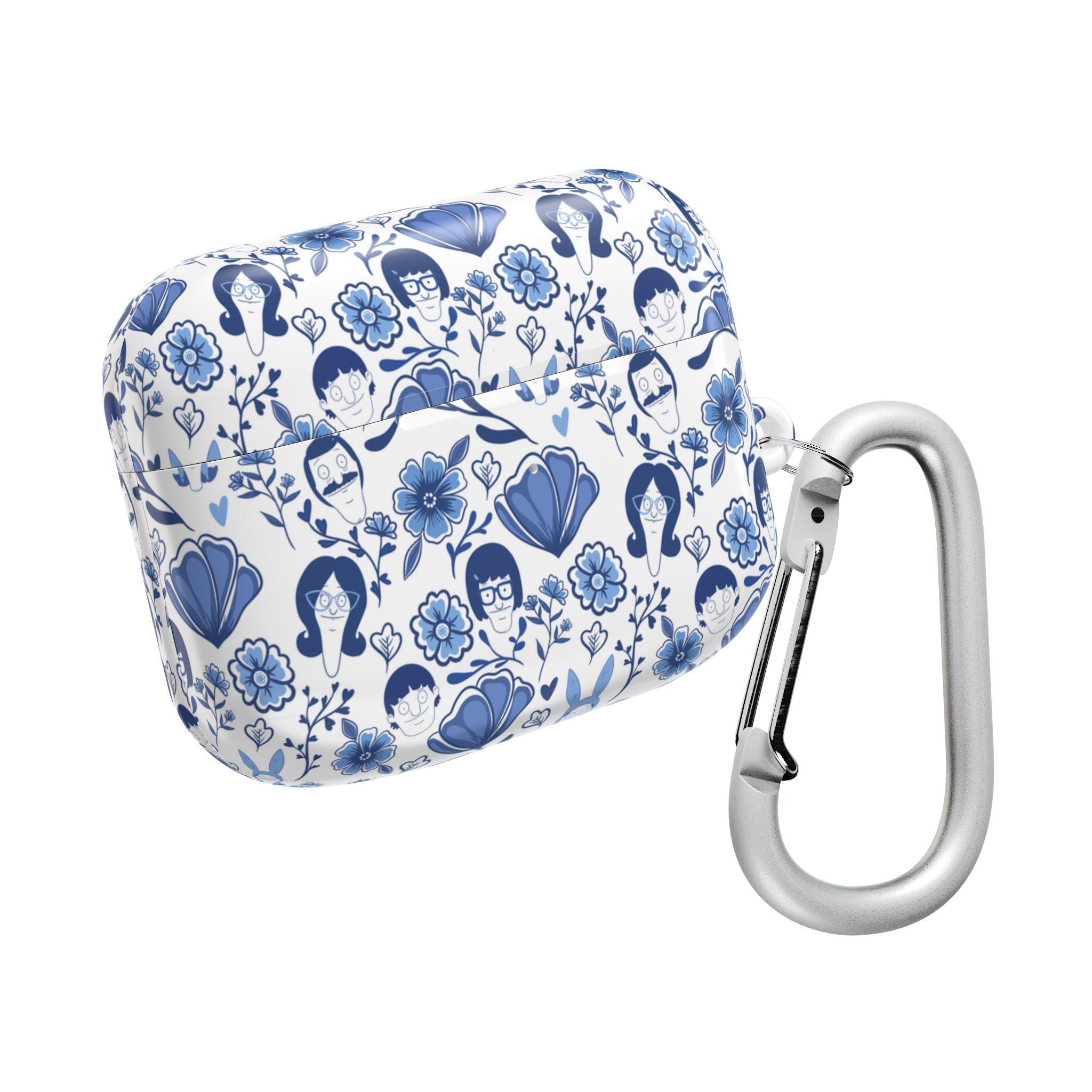 Bobs Burgers Inspired Floral AirPod Cases, Cute Earbud Holder, Blue Flower Protective Cover, Gift for Music Lovers, Trendy Tech Accessory