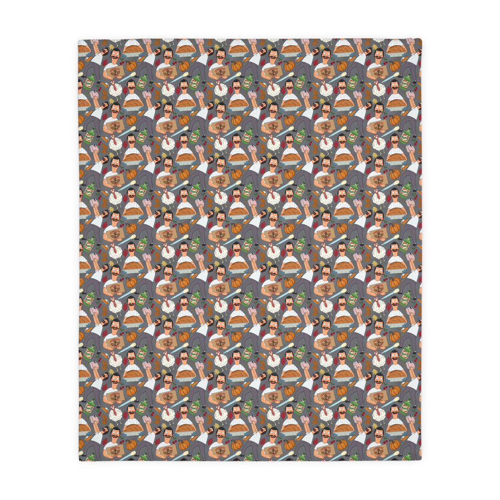 Gray Thanksgiving Bob Velveteen Blanket (Double Side Print)