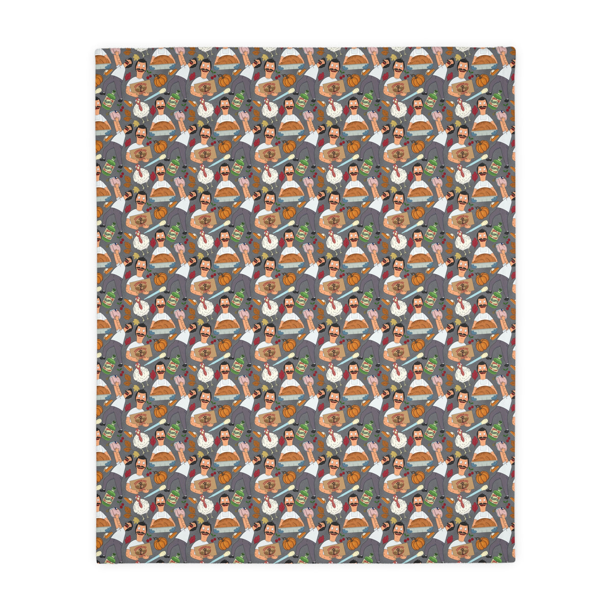 Gray Thanksgiving Bob Velveteen Blanket (Double Side Print)
