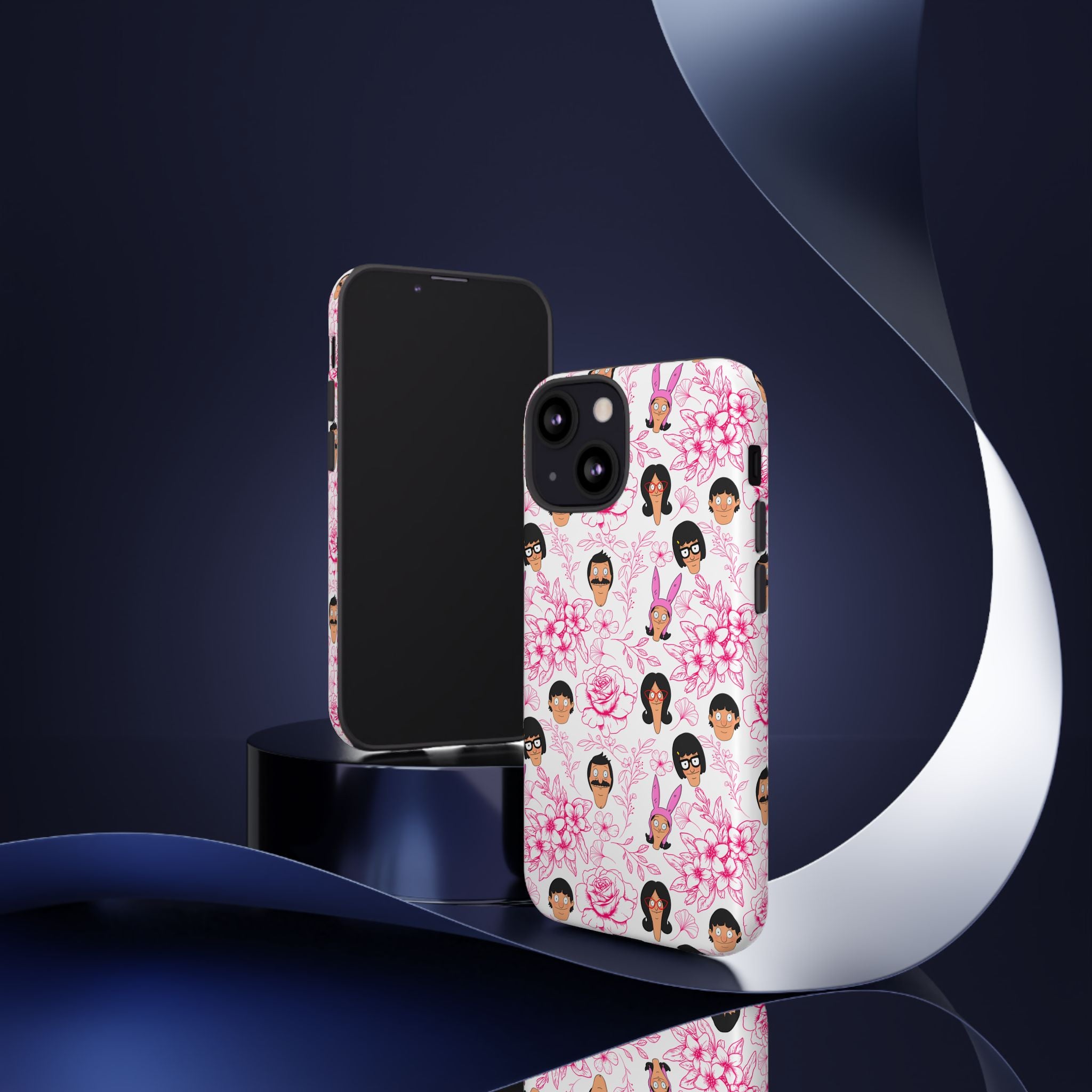 Bob's Burgers inspired Phone Case — Floral Pattern with Character Faces iPhone, Samsung, Google Phones