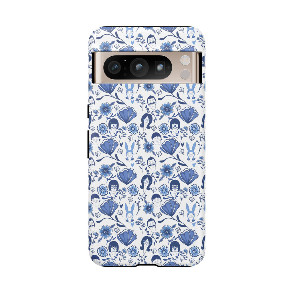 Bob's Burgers Inspired Blue Fine China Floral Tough Phone Case for iPhone, Google, and Samsung