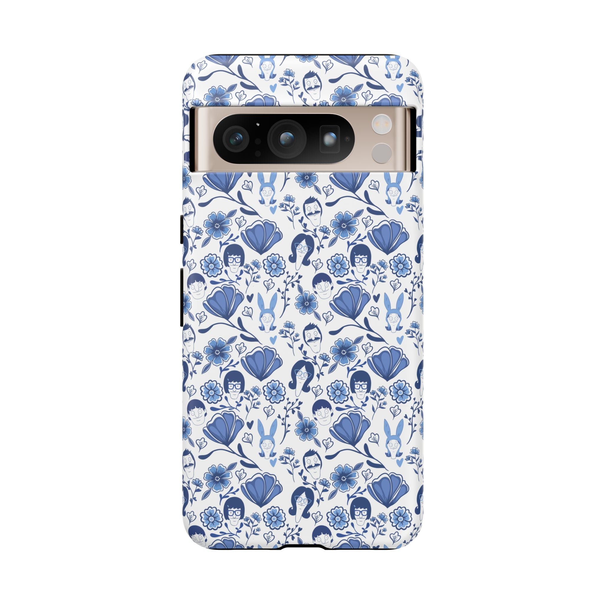 Bob's Burgers Inspired Blue Fine China Floral Tough Phone Case for iPhone, Google, and Samsung