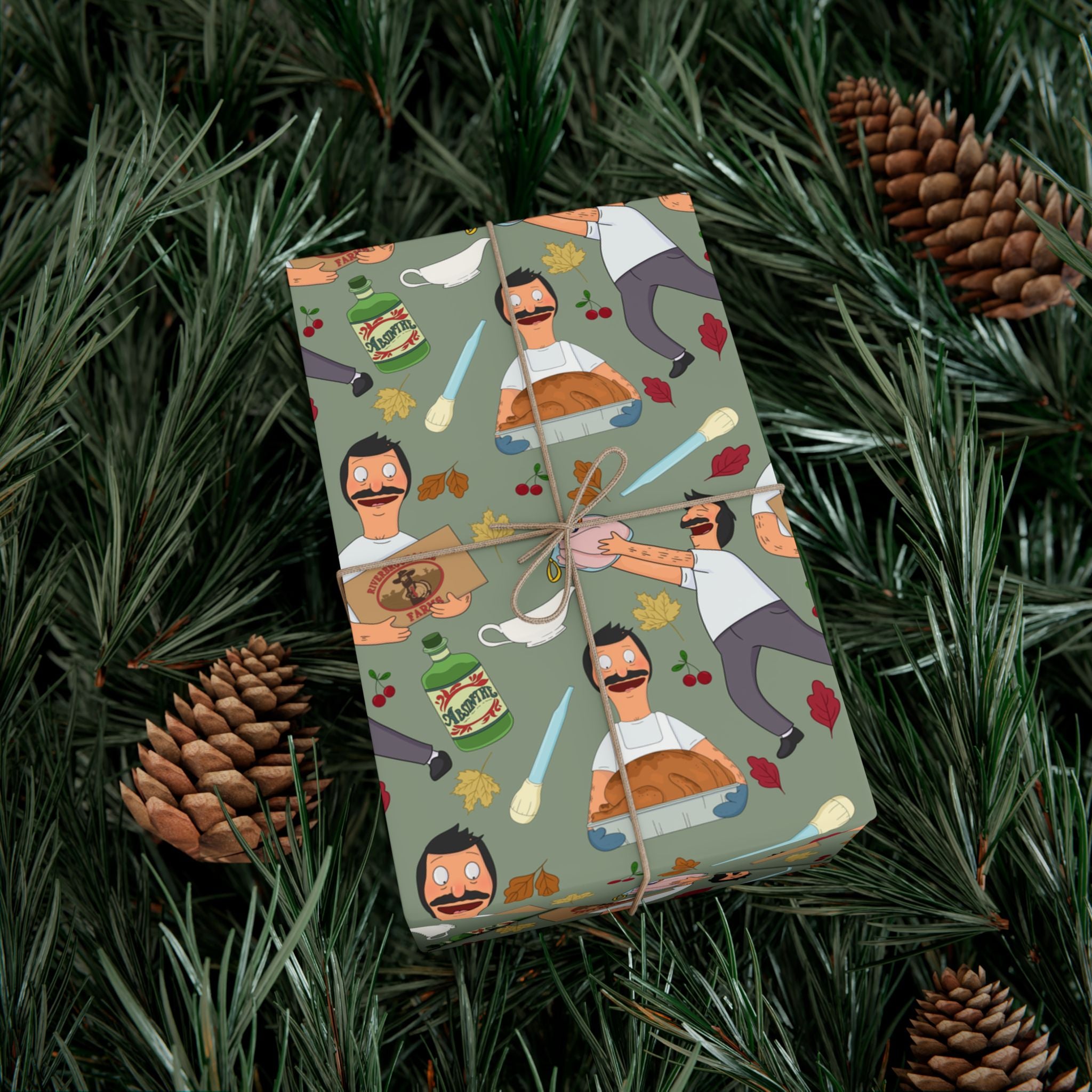 Bob's Burgers Inspired Gift Wrap Paper — Quirky Thanksgiving Bob Pattern