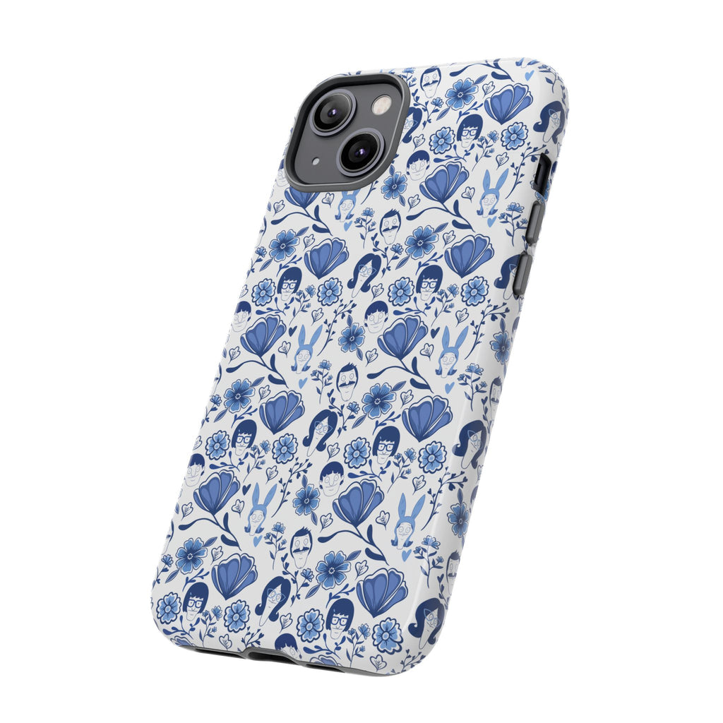 Bob's Burgers Inspired Blue Fine China Floral Tough Phone Case for iPhone, Google, and Samsung