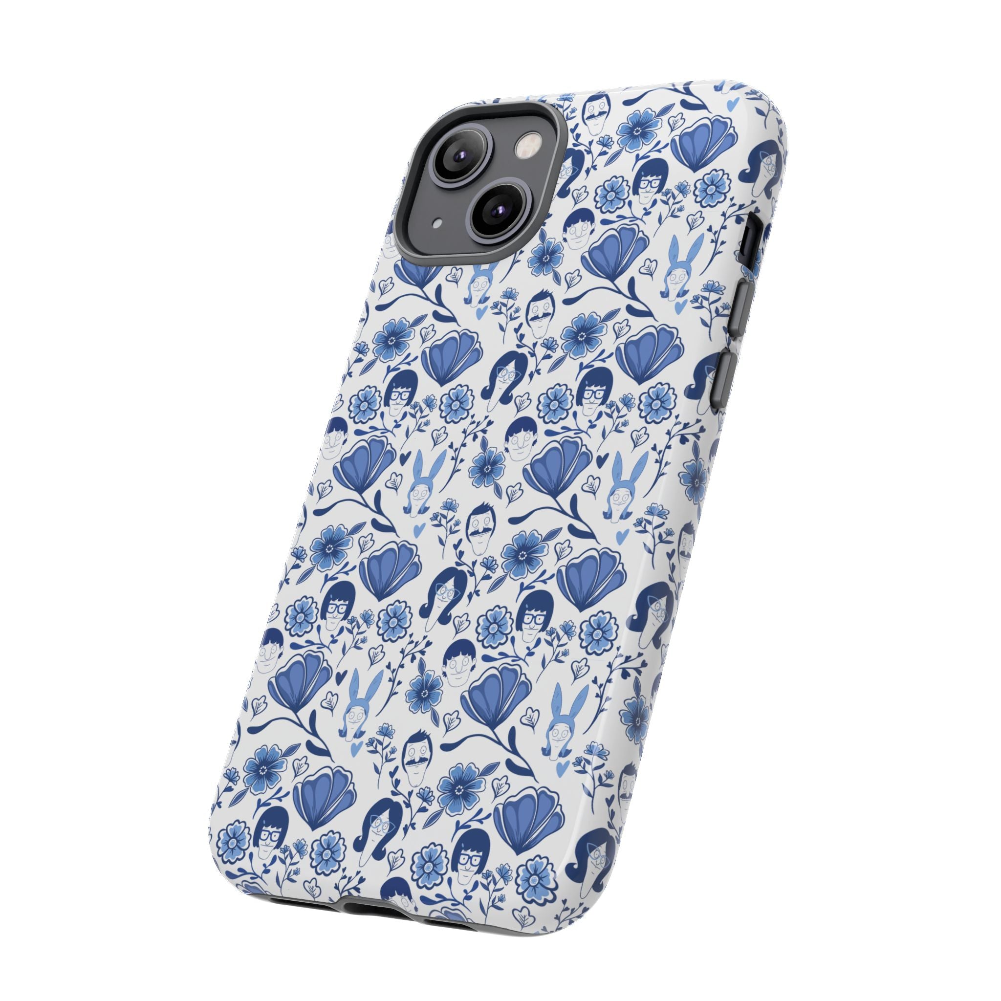 Bob's Burgers Inspired Blue Fine China Floral Tough Phone Case for iPhone, Google, and Samsung