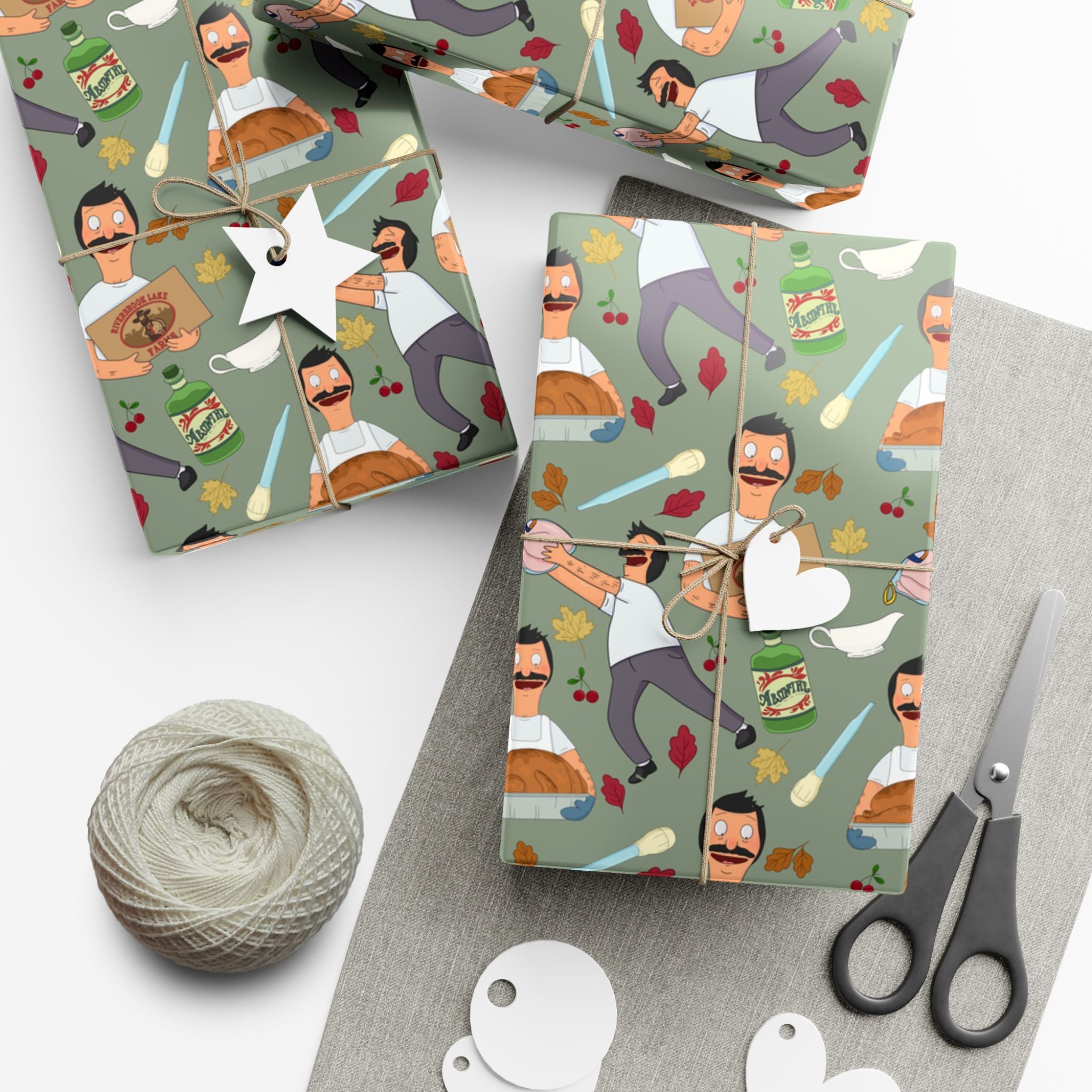 Bob's Burgers Inspired Gift Wrap Paper — Quirky Thanksgiving Bob Pattern