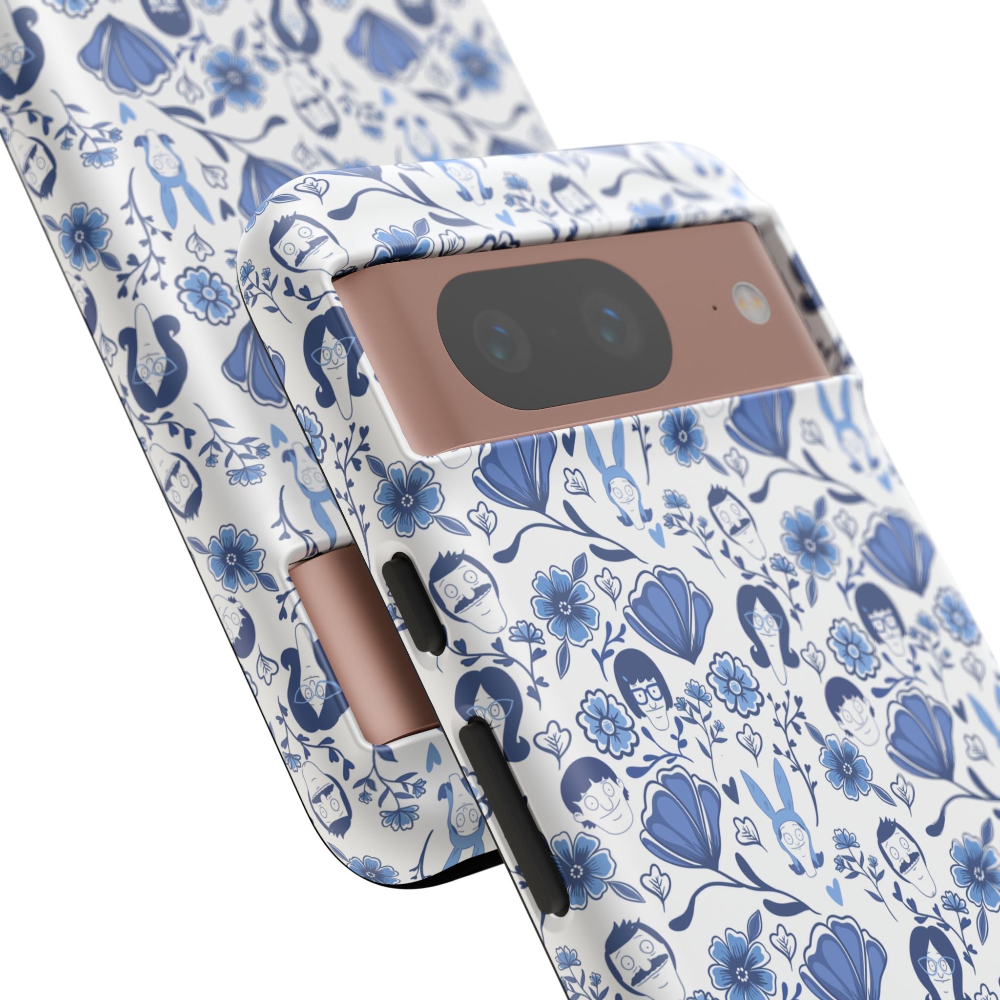 Bob's Burgers Inspired Blue Fine China Floral Tough Phone Case for iPhone, Google, and Samsung