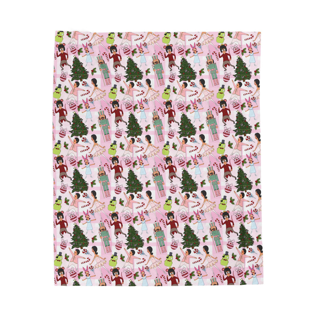 Pink Plaid Nutcracker Belchers Plush Blanket