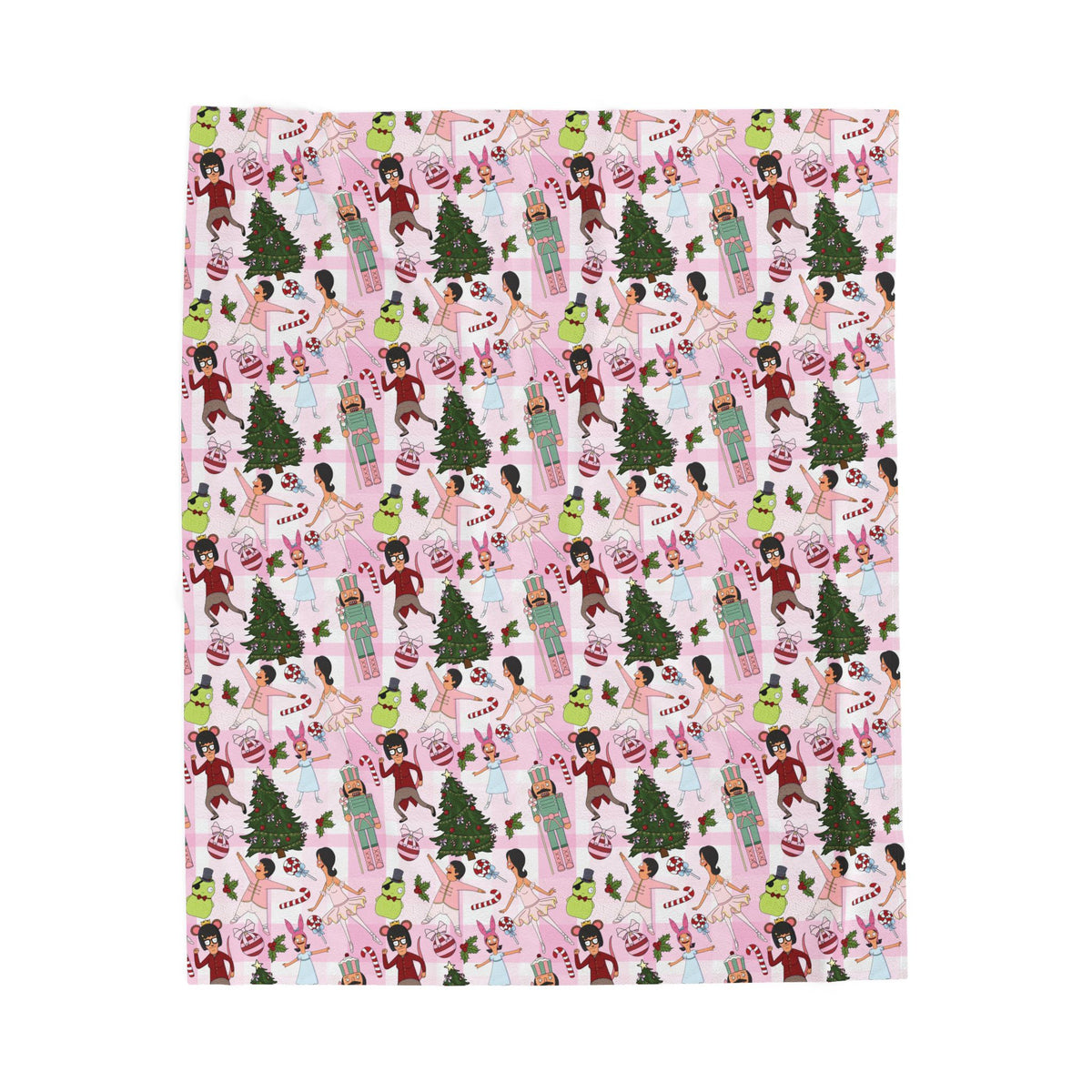 Pink Plaid Nutcracker Belchers Plush Blanket