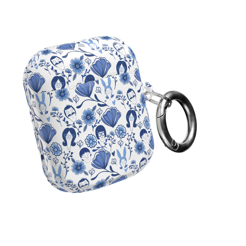 Bobs Burgers Inspired Floral AirPod Cases, Cute Earbud Holder, Blue Flower Protective Cover, Gift for Music Lovers, Trendy Tech Accessory