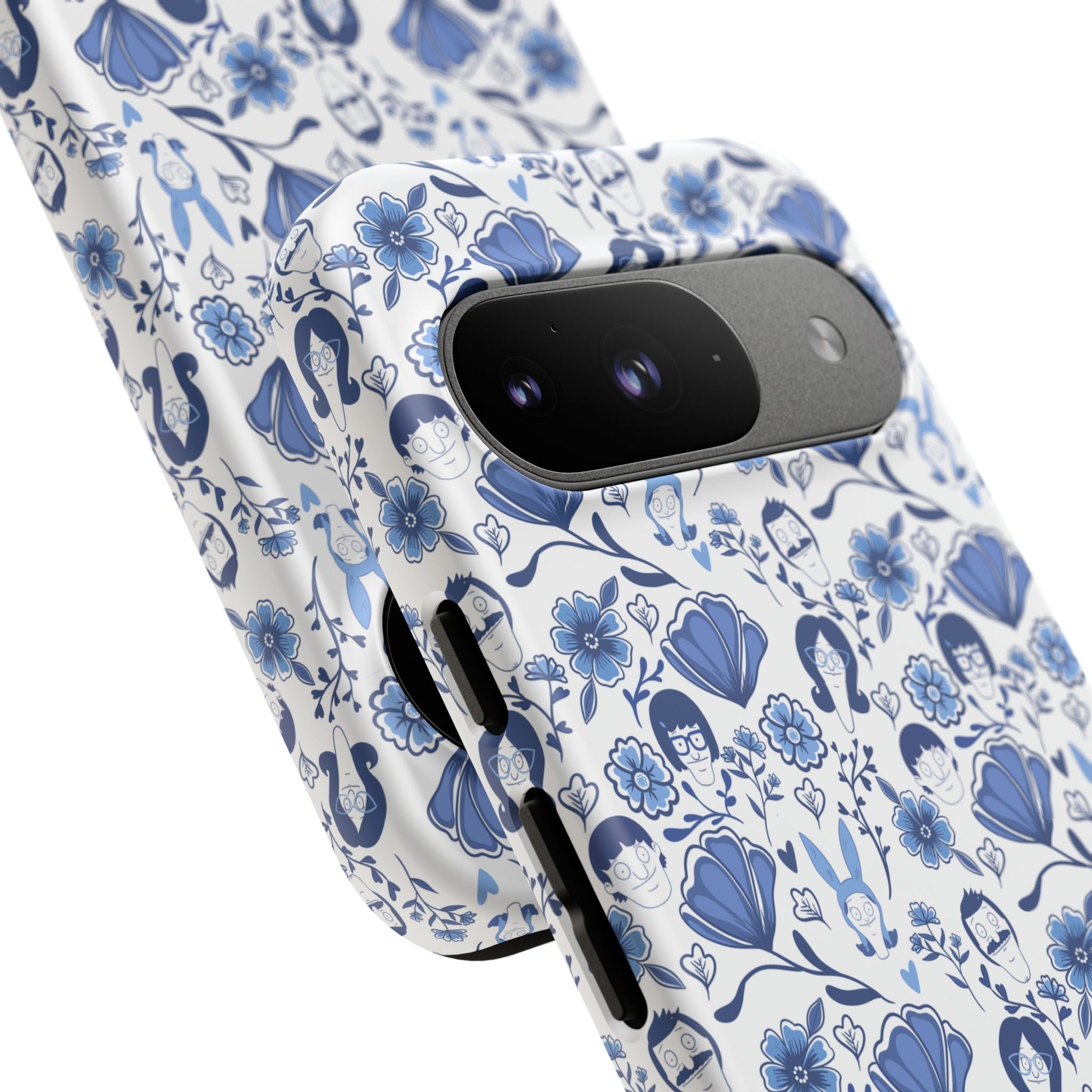 Bob's Burgers Inspired Blue Fine China Floral Tough Phone Case for iPhone, Google, and Samsung