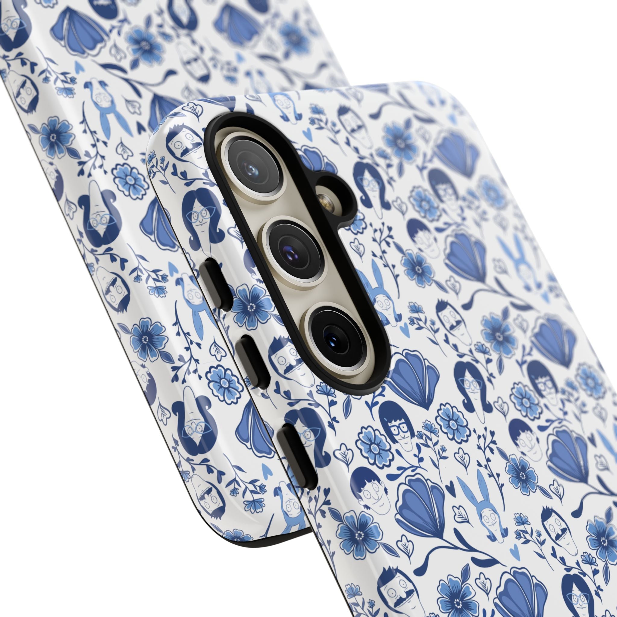 Bob's Burgers Inspired Blue Fine China Floral Tough Phone Case for iPhone, Google, and Samsung