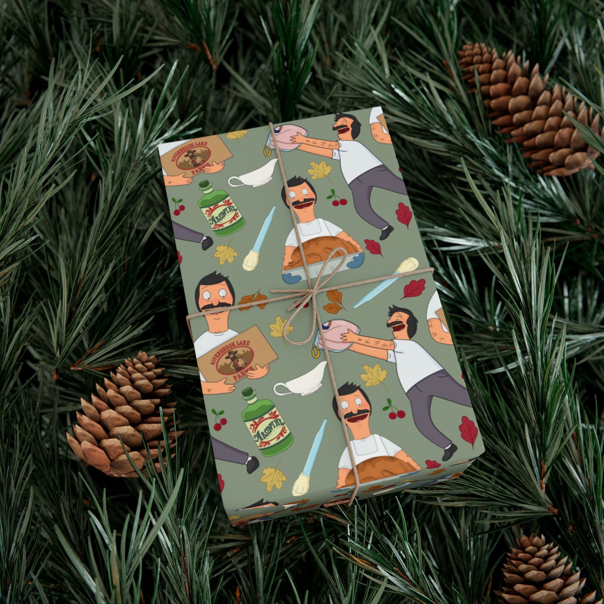 Bob's Burgers Inspired Gift Wrap Paper — Quirky Thanksgiving Bob Pattern