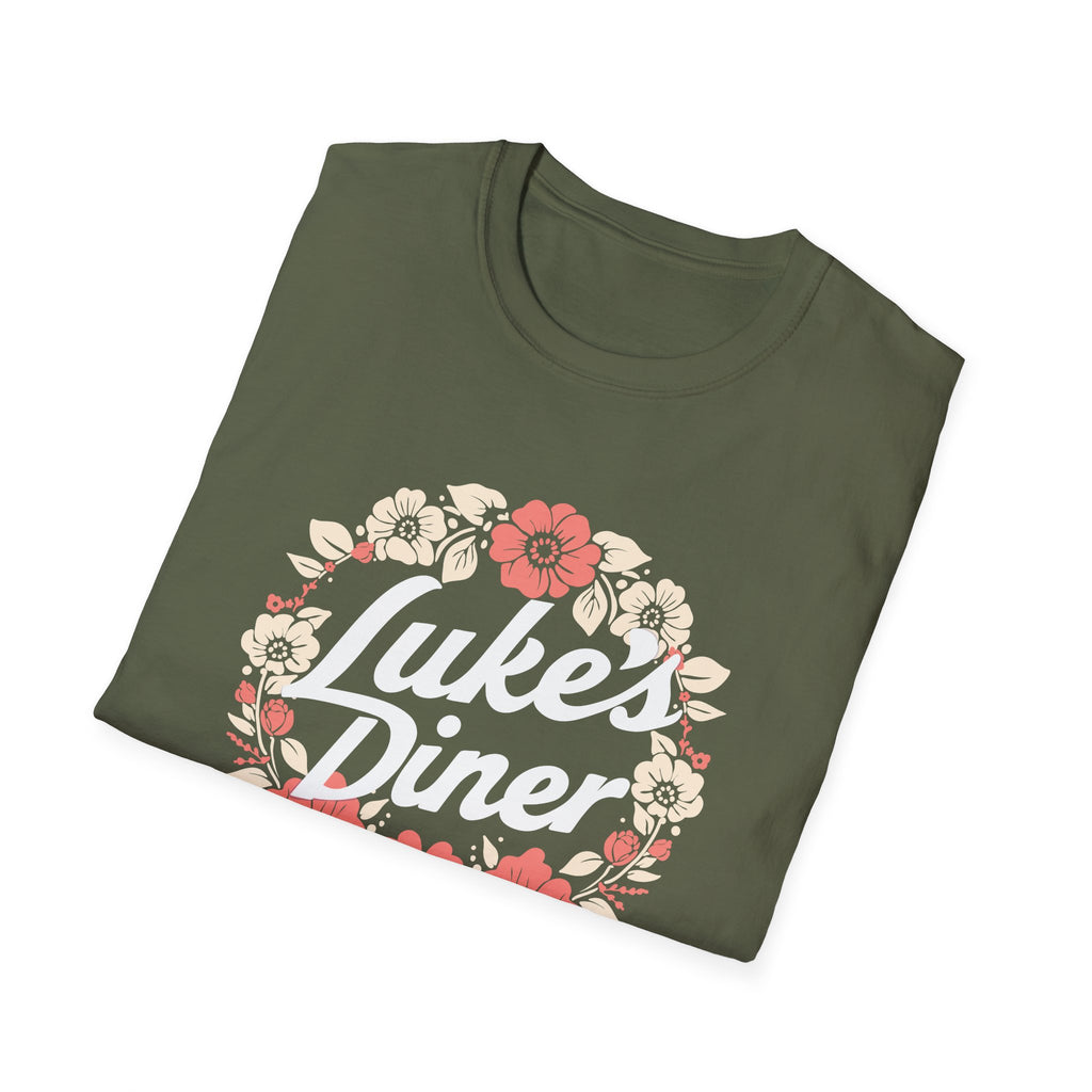 Floral Luke's Diner Inspired T-Shirt, Vintage Cafe Shirt, Gift for Friends, Unisex Casual Tee, Birthday Gift, Cozy Everyday Wear