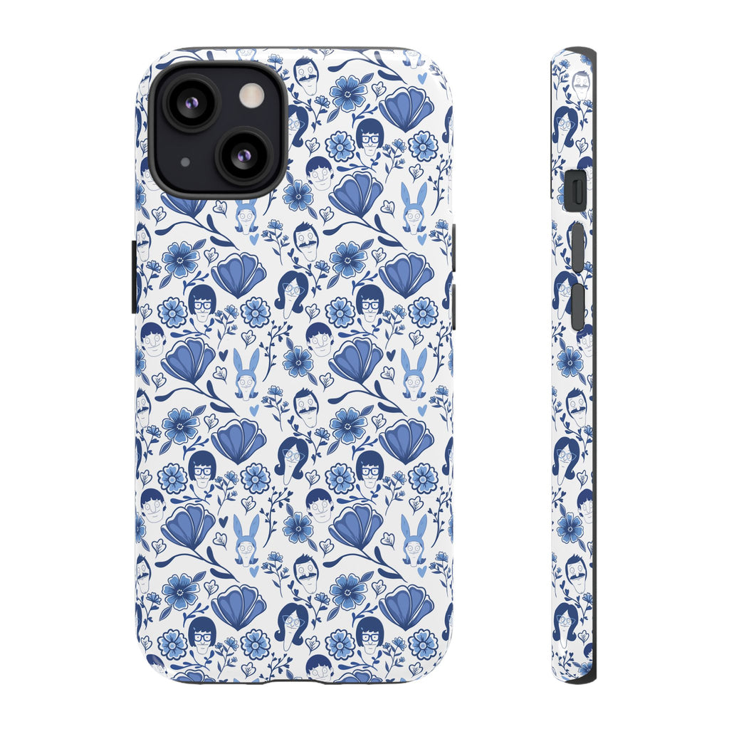 Bob's Burgers Inspired Blue Fine China Floral Tough Phone Case for iPhone, Google, and Samsung