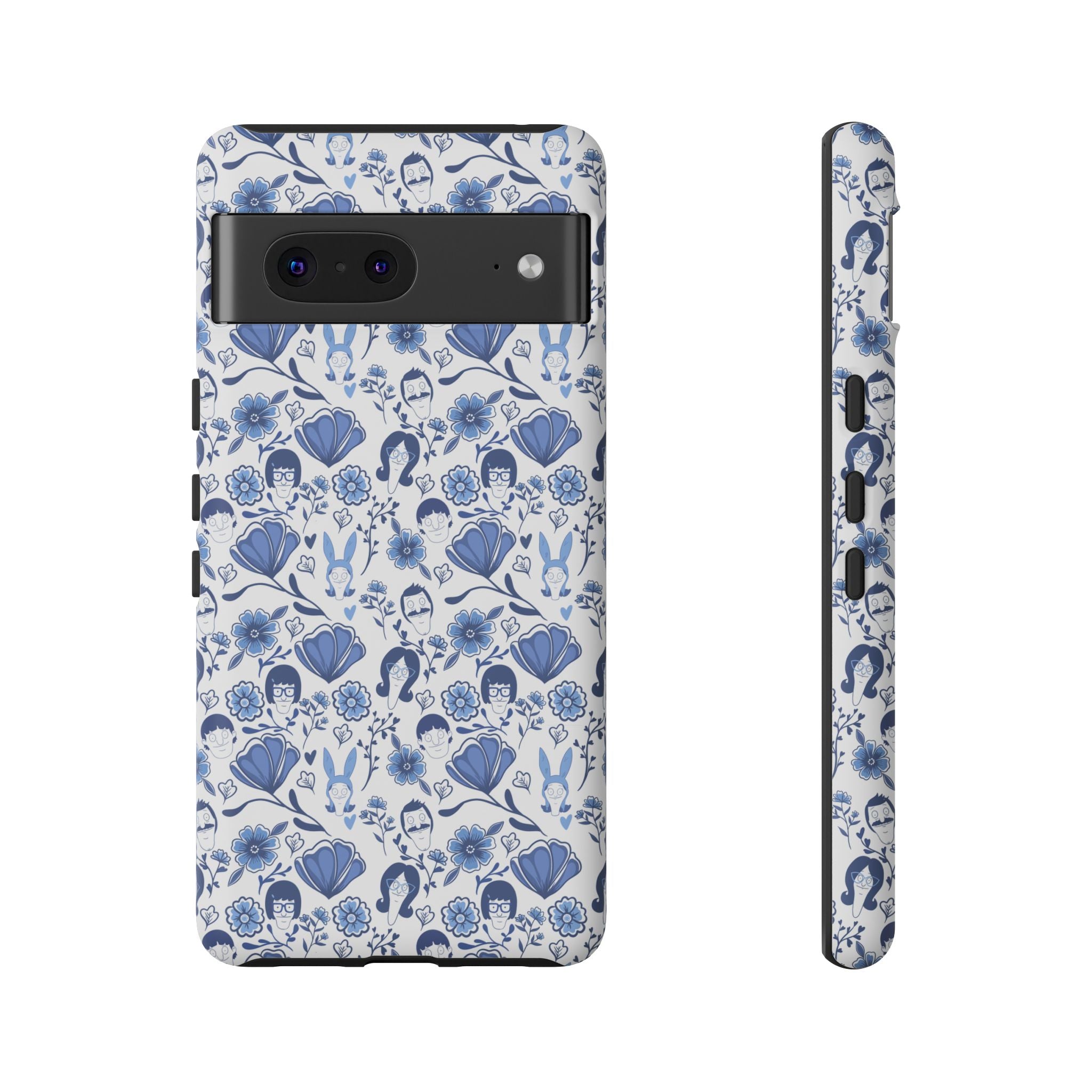 Bob's Burgers Inspired Blue Fine China Floral Tough Phone Case for iPhone, Google, and Samsung