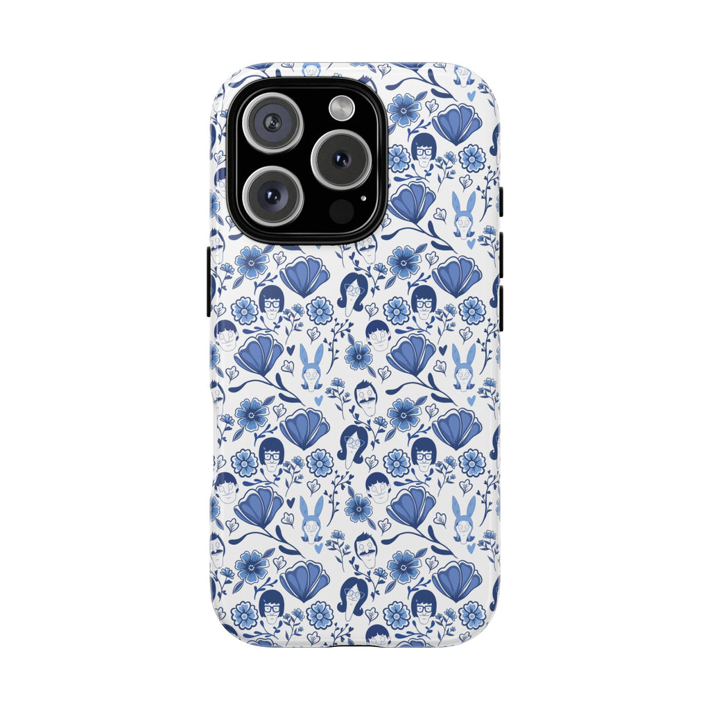 Bob's Burgers Inspired Blue Fine China Floral Tough Phone Case for iPhone, Google, and Samsung