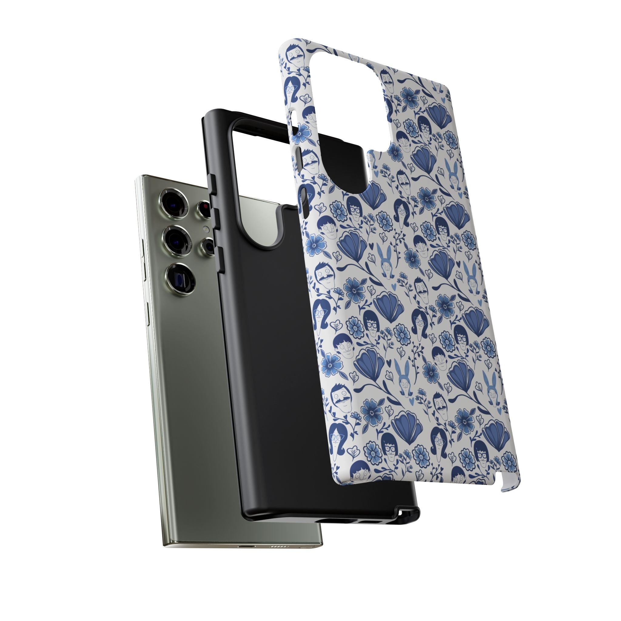 Bob's Burgers Inspired Blue Fine China Floral Tough Phone Case for iPhone, Google, and Samsung