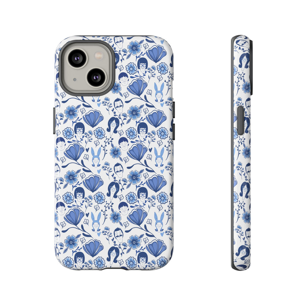 Bob's Burgers Inspired Blue Fine China Floral Tough Phone Case for iPhone, Google, and Samsung