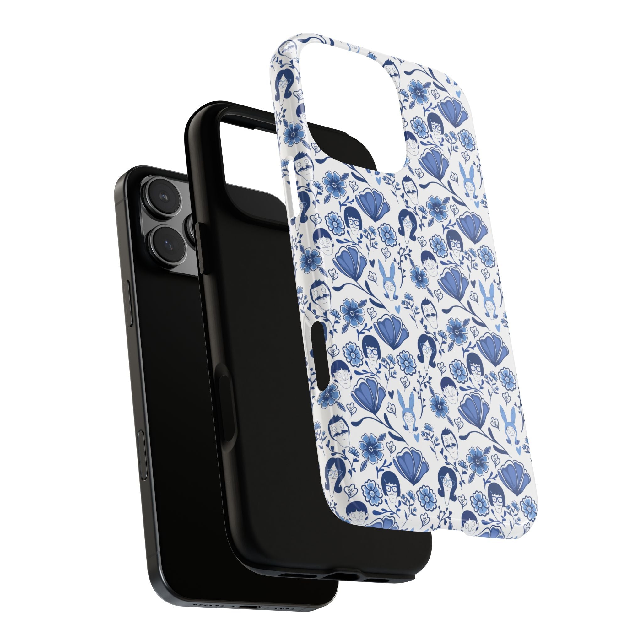 Bob's Burgers Inspired Blue Fine China Floral Tough Phone Case for iPhone, Google, and Samsung