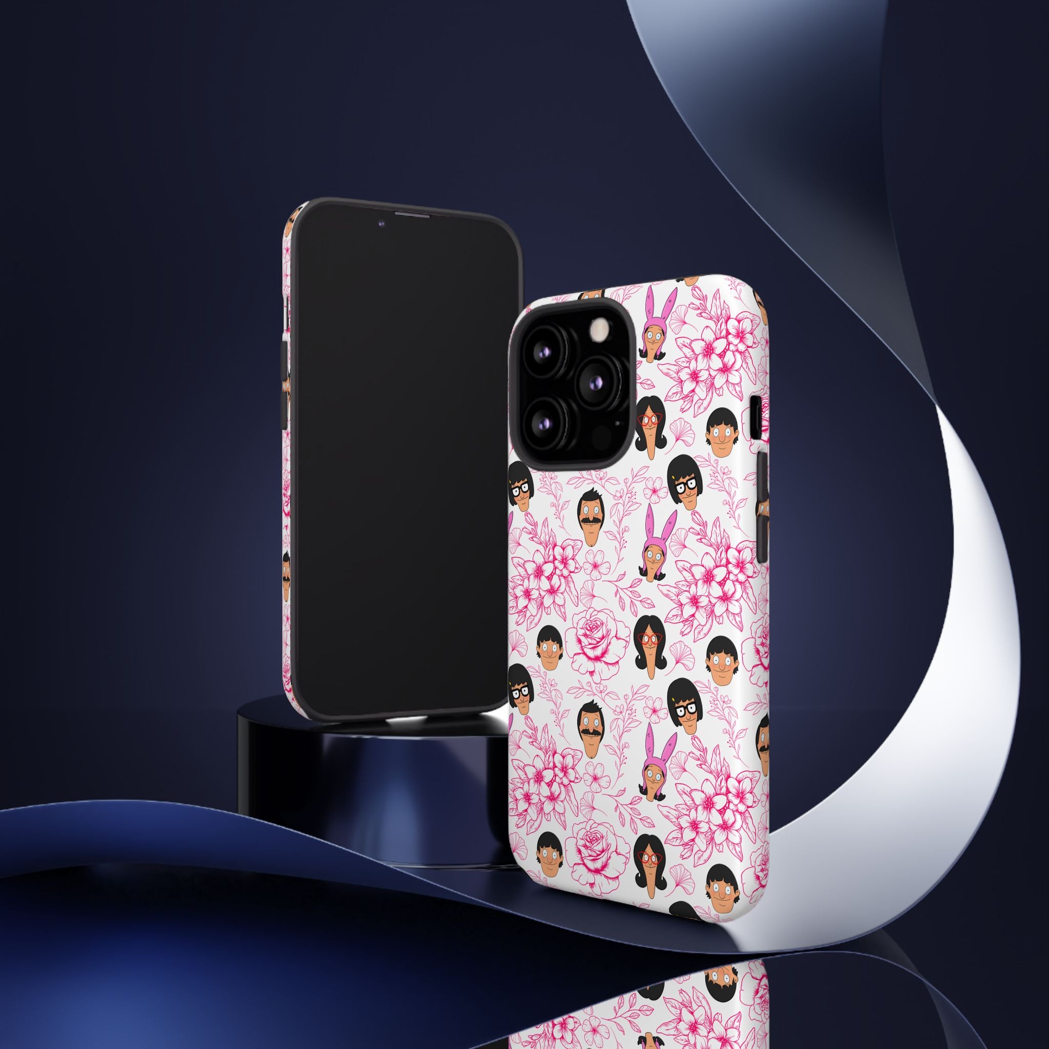 Bob's Burgers inspired Phone Case — Floral Pattern with Character Faces iPhone, Samsung, Google Phones